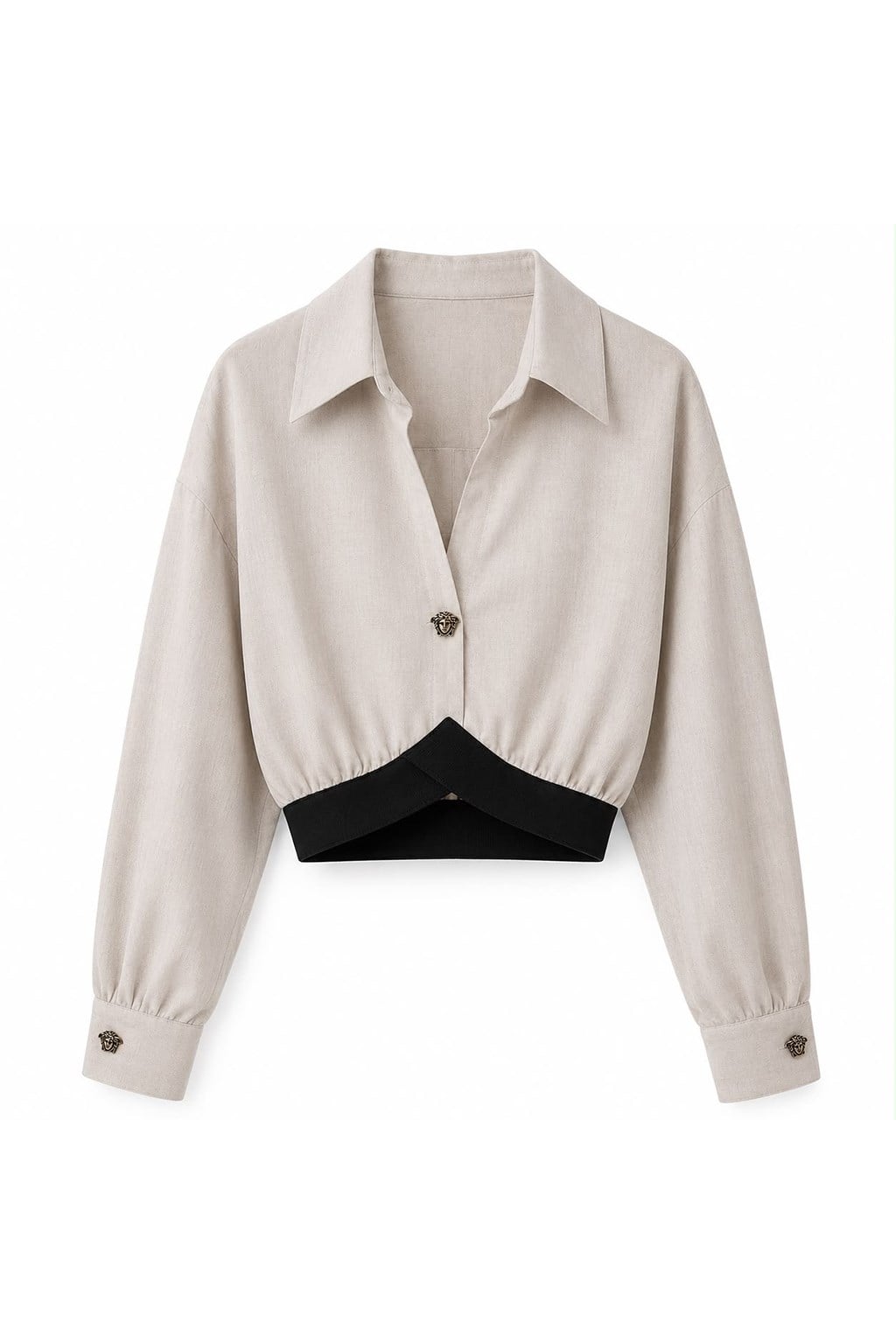 CROPPED COLLAR BLUZ BEJ
