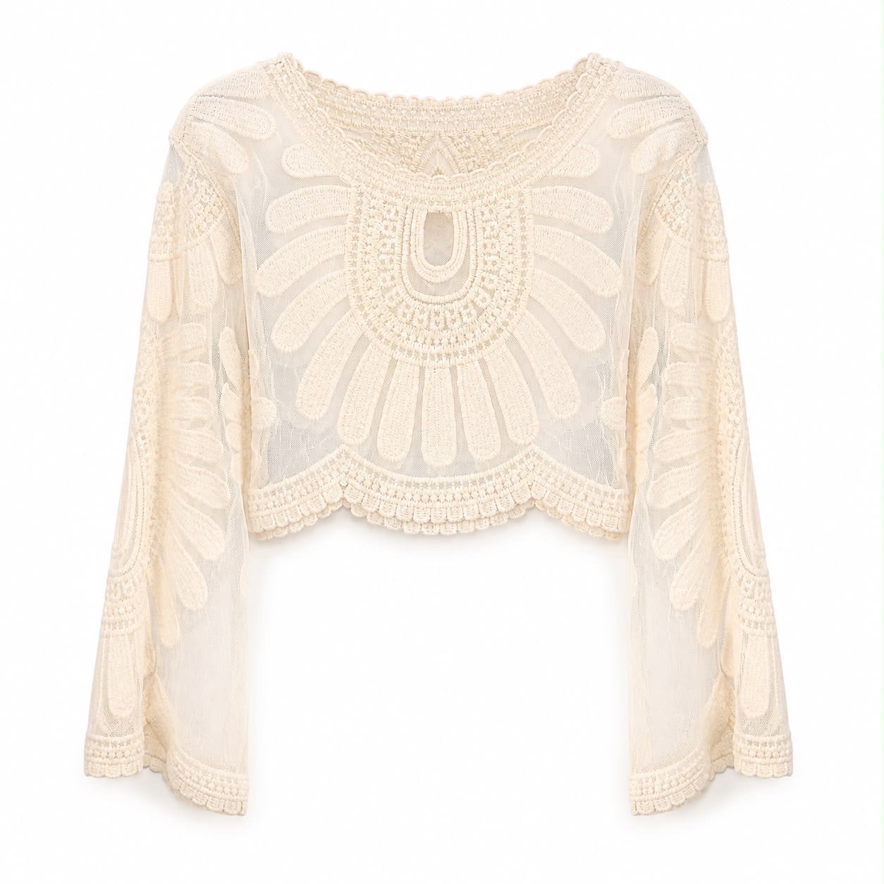 EMBROIDERED SHEER CROP TOP