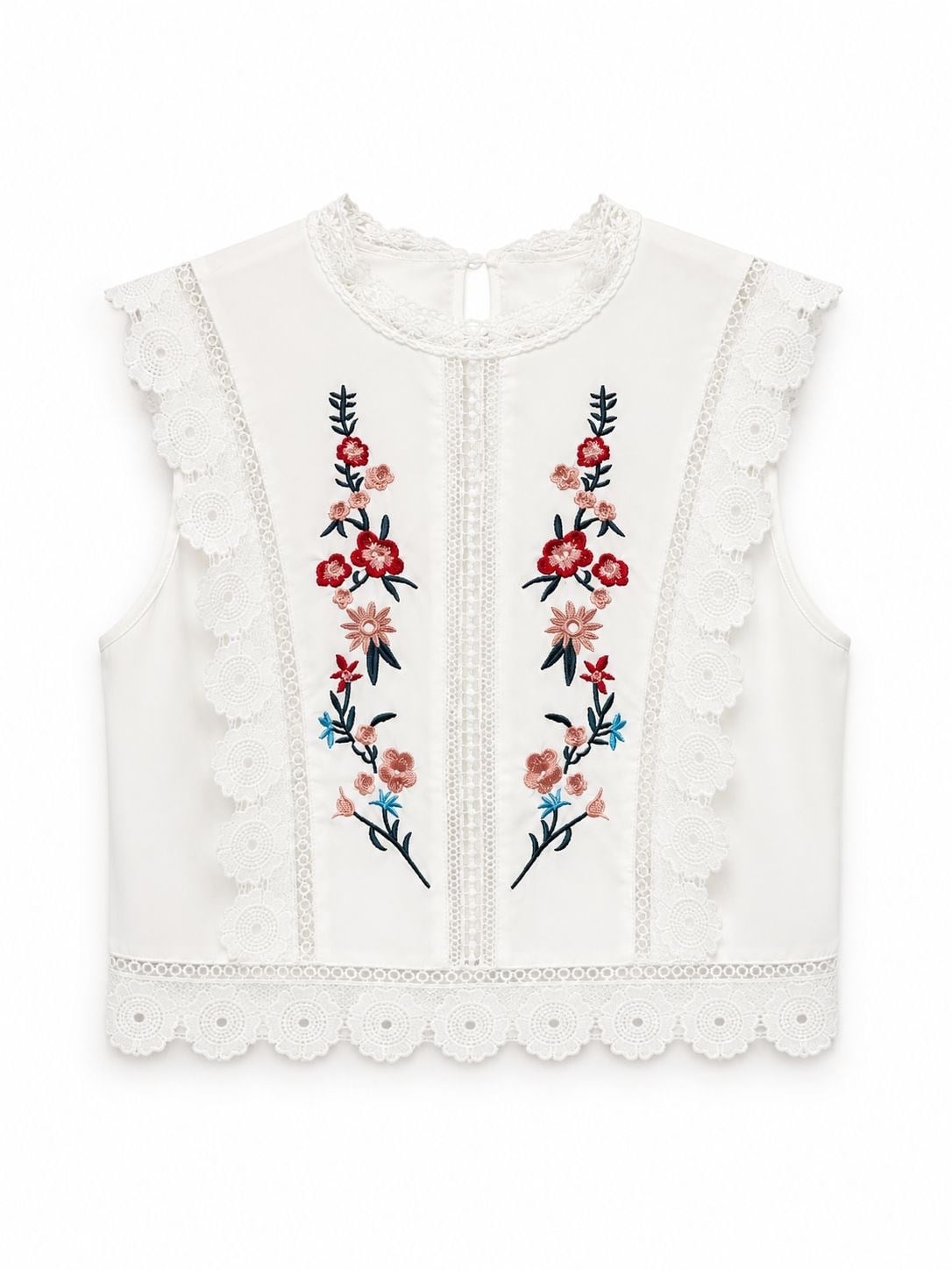 EMBROIDERY LACE CROP BLUZ
