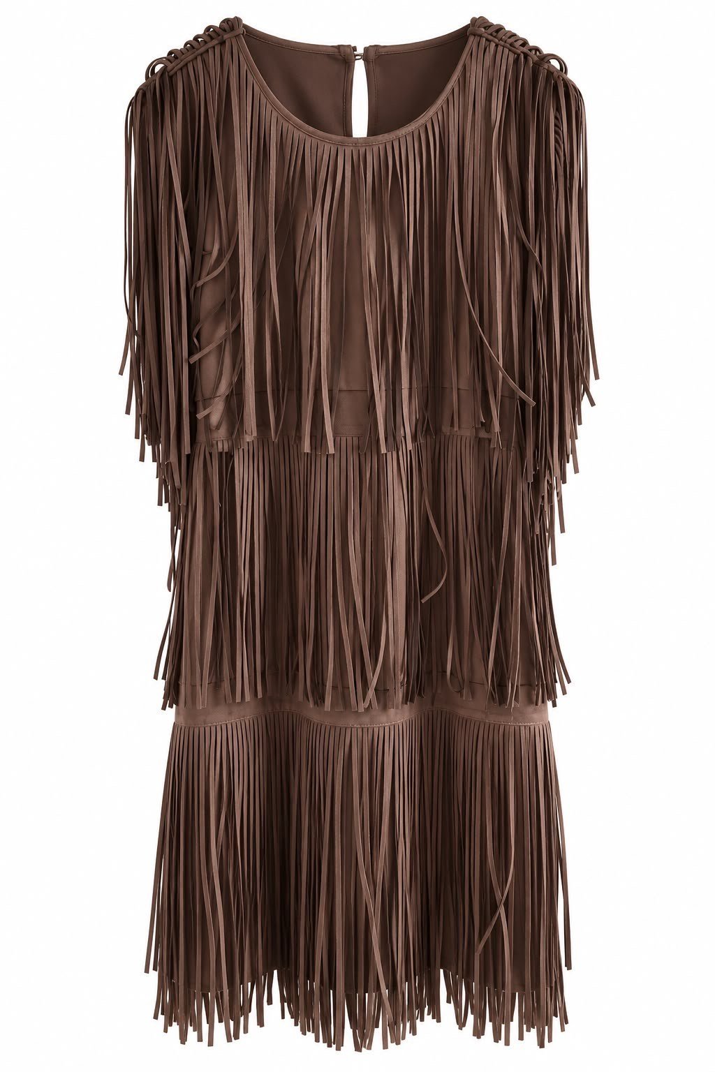 FRINGE CHIC ELBİSE — KAHVERENGİ