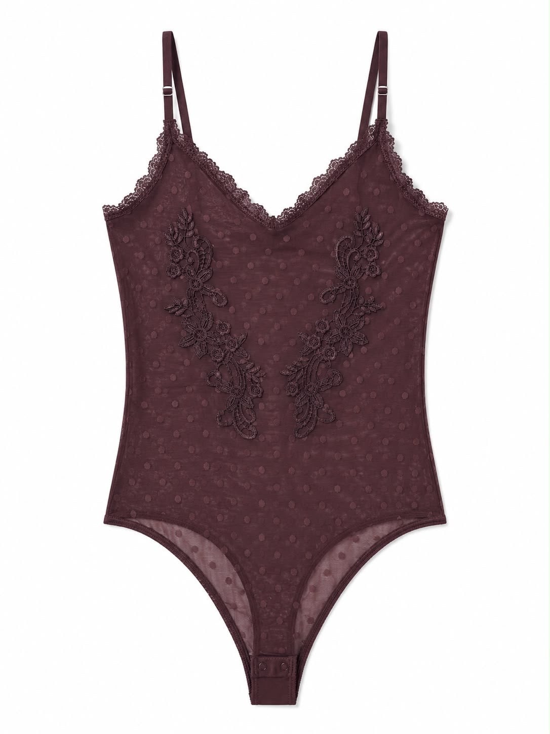 MOCHA DOT TULLE BODYSUIT