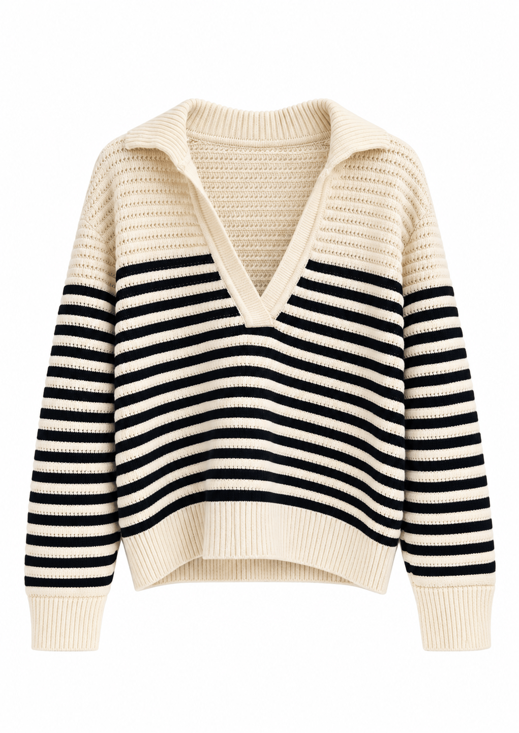 NAVY STRIPE SOFT KNIT SWEATER