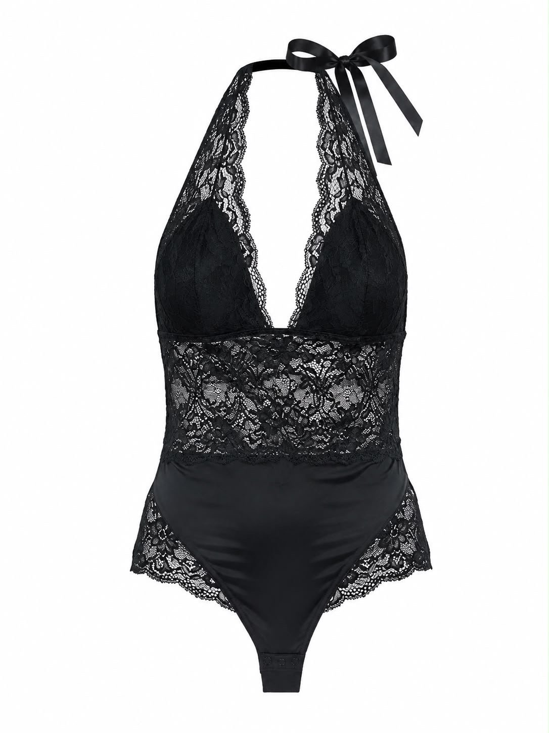 NOIR LACE HALTER BODYSUIT