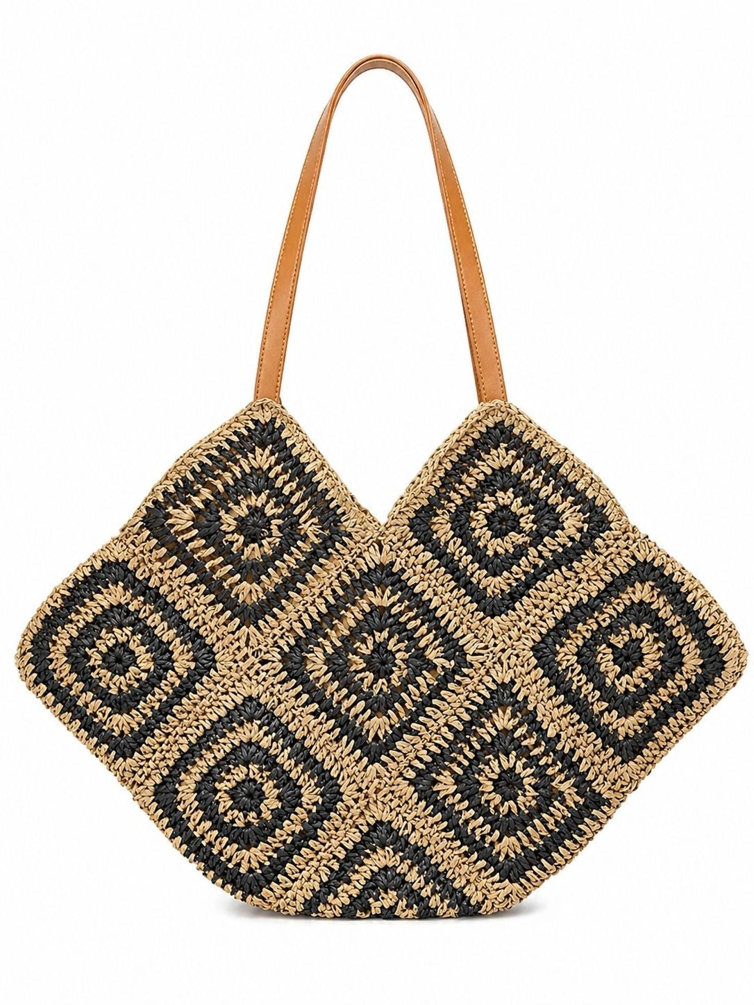 NOIR PATTERN MAXI HASIR OMUZ ÇANTASI