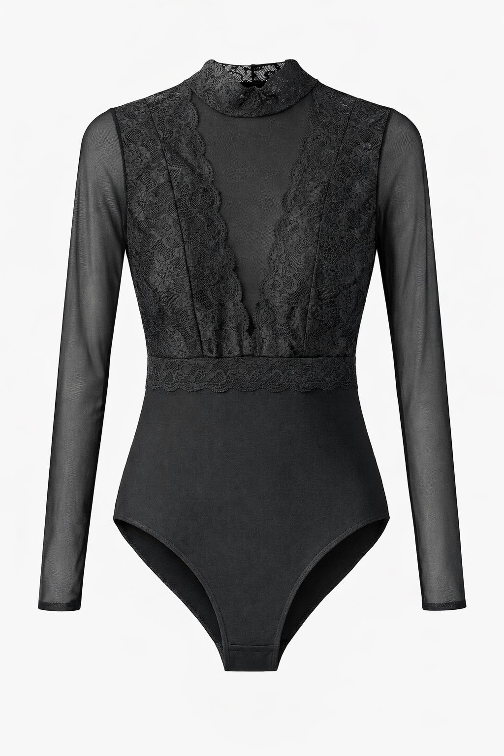 SİYAH BOĞAZLI TRANSPARAN DANTEL BODYSUIT
