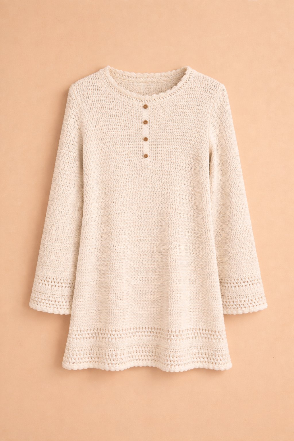 SOFT CROCHET TUNIC ELBİSE – EKRU