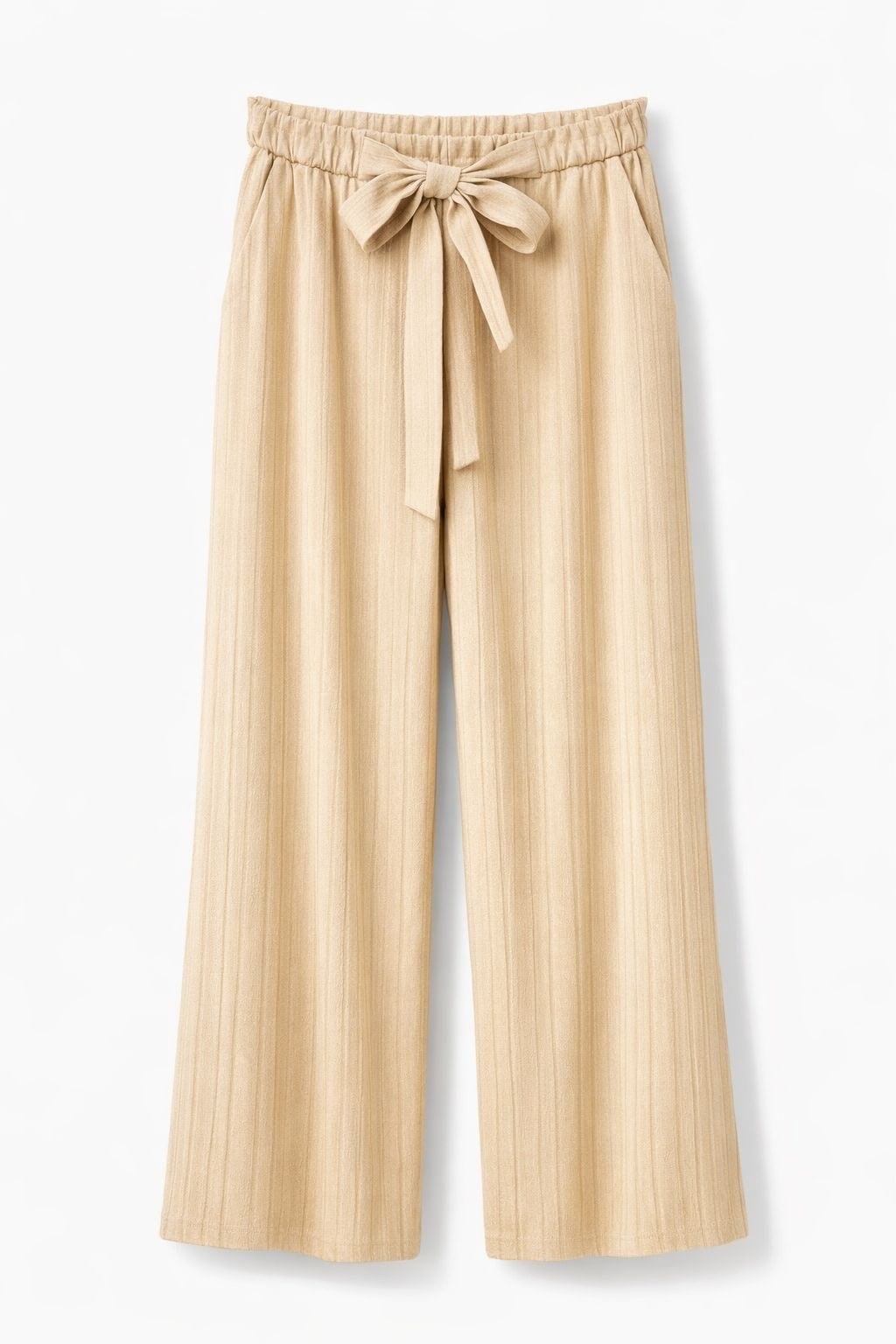 SOFT PLEATS BAĞLAMALI PANTOLON – KREM