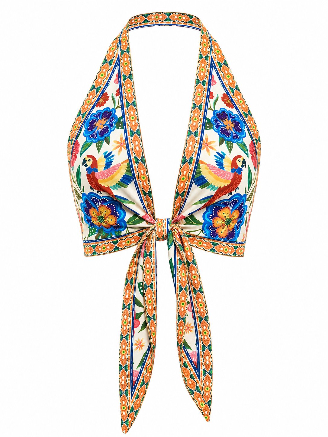 TROPICAL PARROT BAĞLAMALI CROP TOP