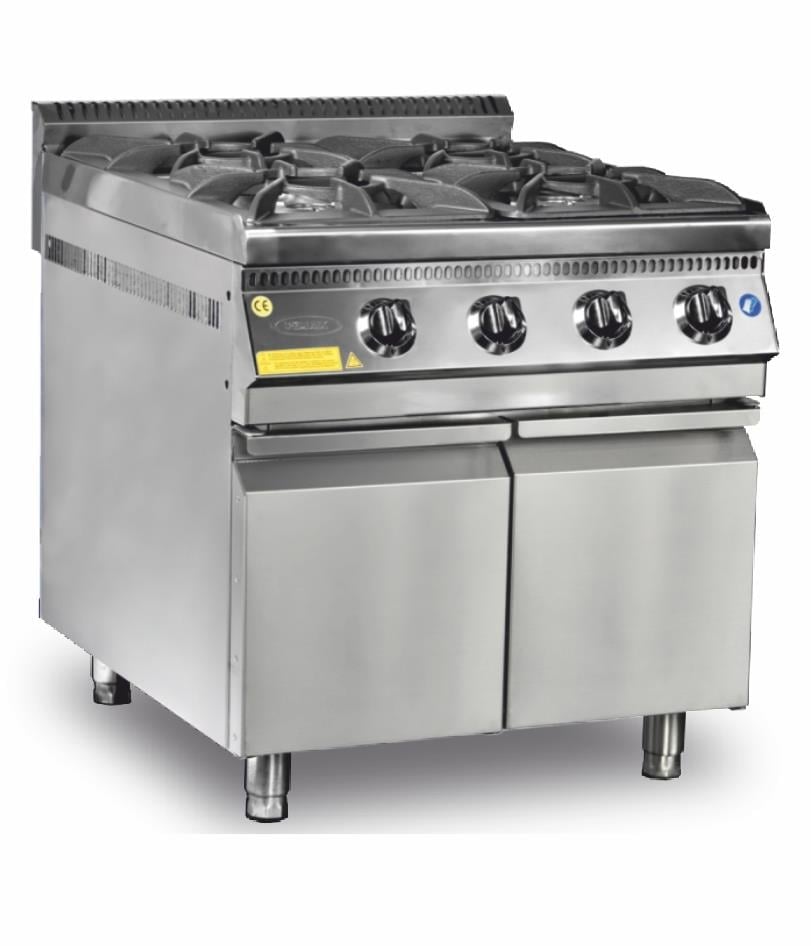 Pimak OC6/90SMX-4D, Gazlı Endüstriyel Ocak, 4 Gözlü, Alt Dolaplı, 80x90x85