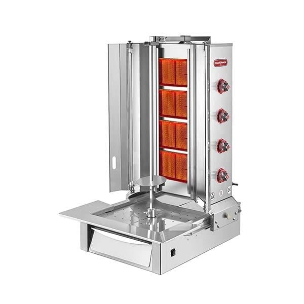Işıkgaz Silverinox 2166-A4 Döner Ocağı, Alttan Motorlu, 4 Radyan, Kanatlı, Doğal Gazlı