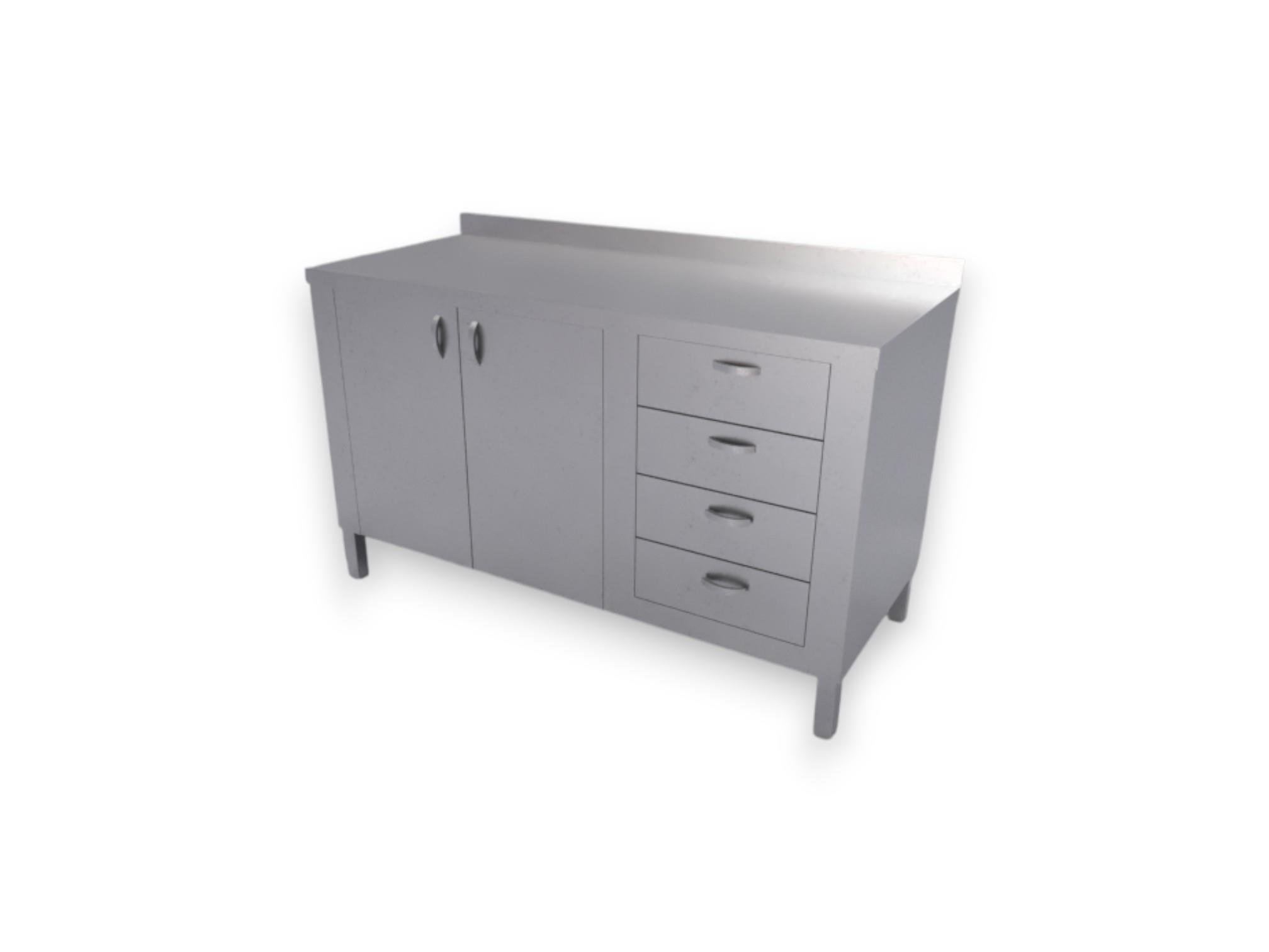 Çalışma Tezgahı Dolaplı Dört Çekmeceli, Inox 430, 140x60x85
