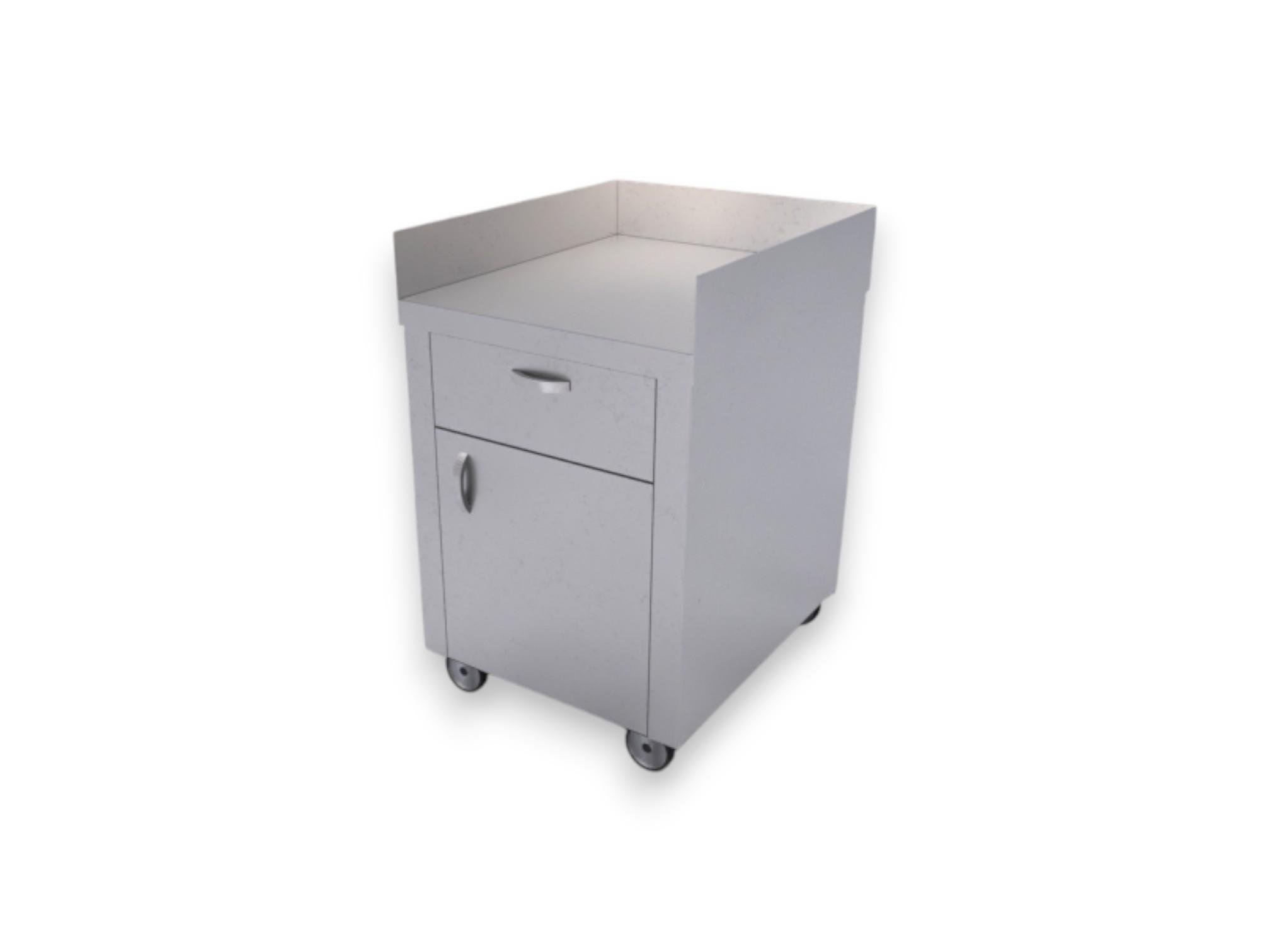 Çay Servis Arabası Paslanmaz, Inox 430, 50x60x70 cm, Çekmeceli  Alt Dolaplı