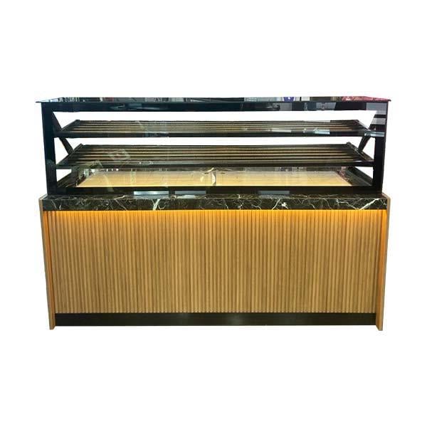 Ydg Vitrin Tip Börek Teşhir Tezgahı, Isıtmalı, Ahşap Dekor, 200x90x140 cm