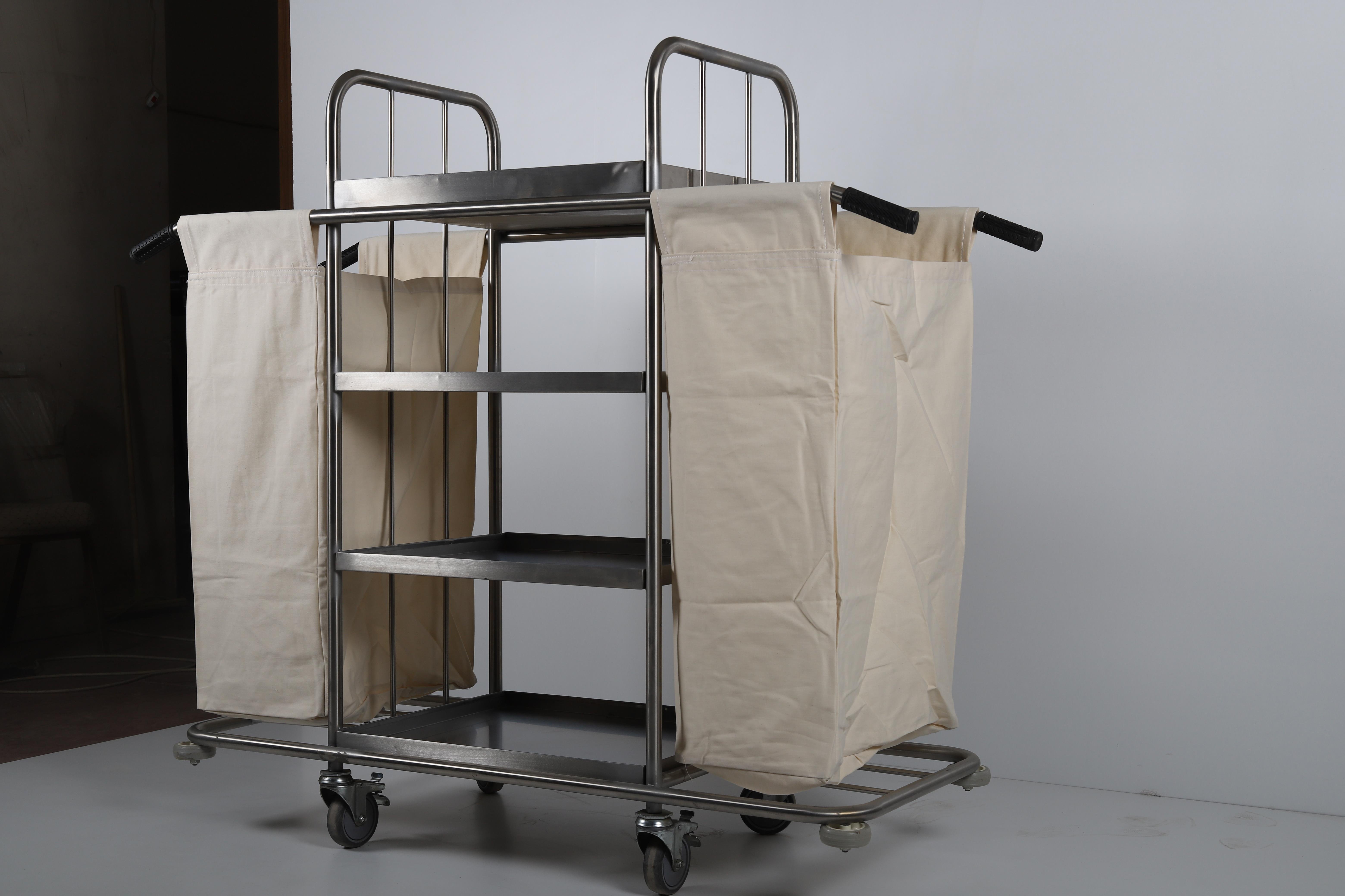 Ydg KT01-P Paslanmaz Kat Temizlik Arabası, İki Torbalı, 151x54x135 cm