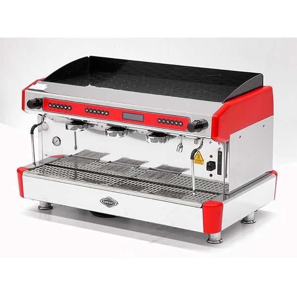 Empero EMP.CPC.3GR-D Capuccino ve Espresso Makinesi, 3 Gruplu, Tam Otomatik, Kırmızı