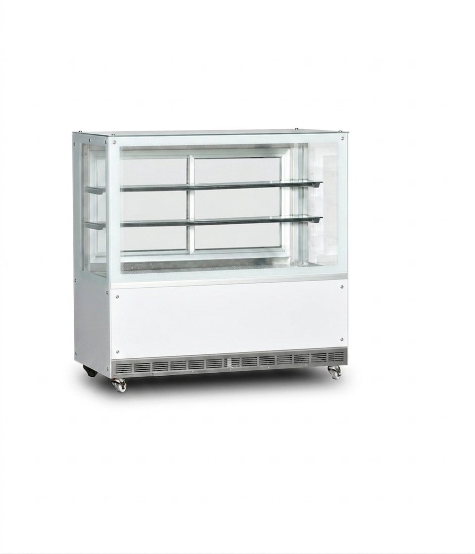 Dampak 130 Cm Düz Camlı Soğutmalı Pasta Teşhir Dolabı Beyaz - 22P0F3D-SO