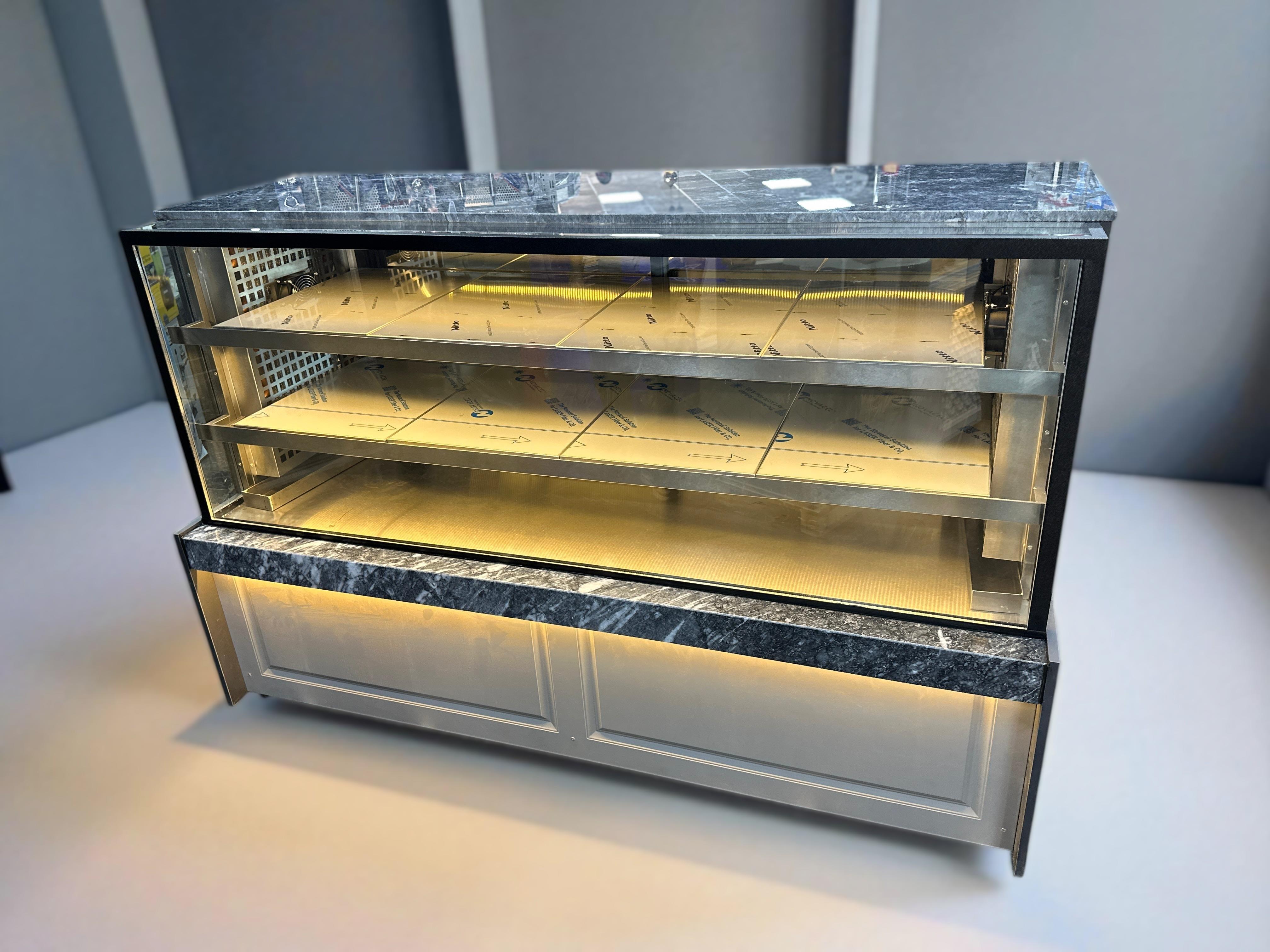 YDG Vitrin Tipi Soğutuculu Kebap Teşhir Dolabı, Özel Ahşap Dekor, 201x77x130