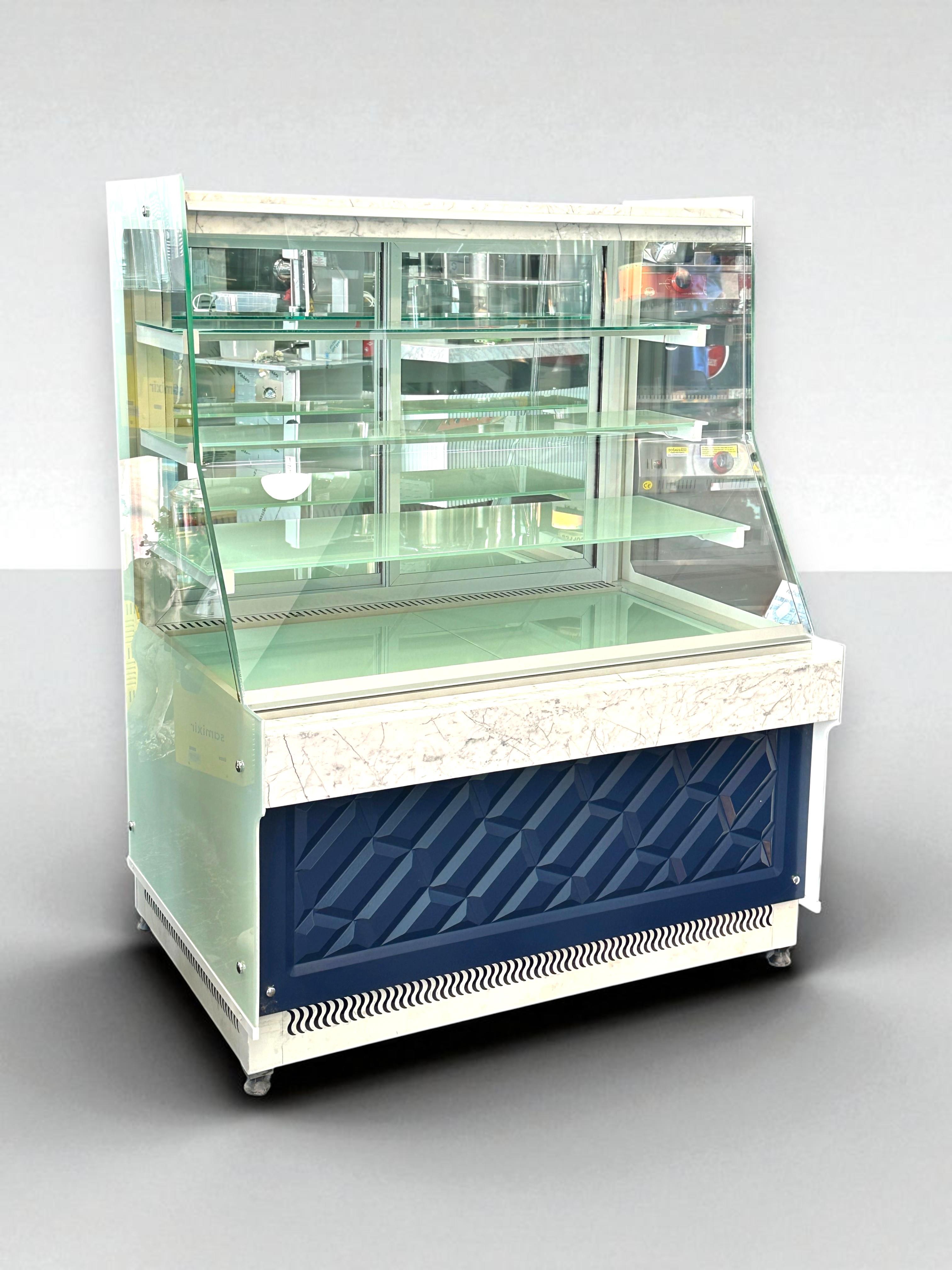 YDG Vitrin Tipi Soğutuculu Dolap, Özel Lacivert Dekor, 110x80x140