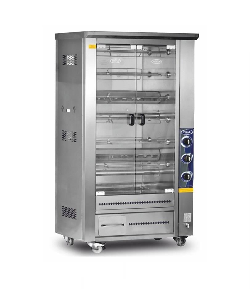 Pimak Çift Vitrinli Lavtaşlı Piliç Makinesi, Gazlı, 48 Piliç Kapasiteli