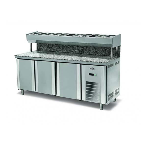 Empero EMP.200.80.01-PSYG Granitli Pizza ve Salata Buzdolabı, 3 Kapılı, 200x80x85/135 cm