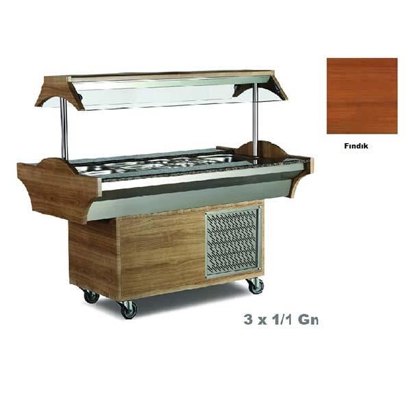 Empero EMP.SB.03.F Soğutmalı Salad Bar, Fındık Model, 3x1/1 Gn, 118x89 cm