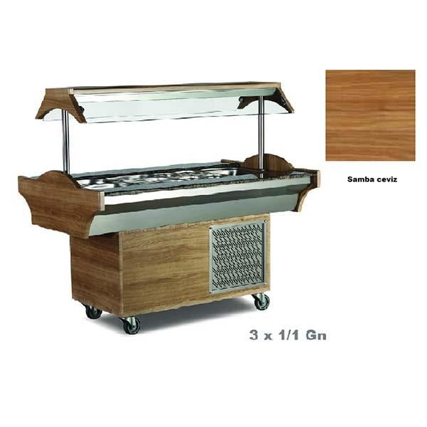 Empero EMP.SB.03.S Soğutmalı Salad Bar, Samba Ceviz Model, 3x1/1 Gn, 118x89 cm