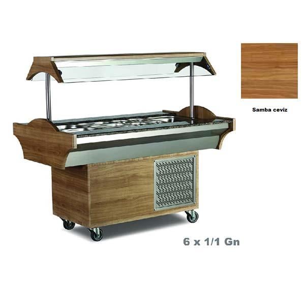 Empero EMP.SB.06.S Soğutmalı Salad Bar, Samba Ceviz Model, 6x1/1 Gn, 210x89 cm