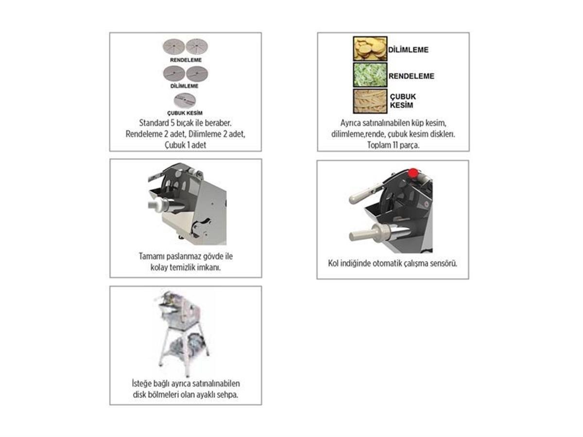 Mateka Set Üstü Sebze Doğrama Makinesi 220V SEB 210M