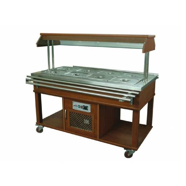 Atalay ASSB-04 Orta Tip Saladbar, GN 1/1x4 Kapasiteli, Elektrikli, Ahşap Kaplamalı