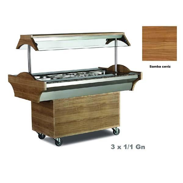 Empero EMP.SBS.03.S Sıcak Benmari, Samba Ceviz Model, 3x1/1 Gn, 118x89 cm