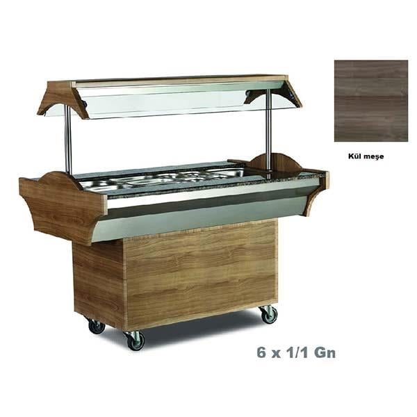 Empero EMP.SBS.06.K Sıcak Benmari, Kül Meşe Model, 6x1/1 Gn, 210x89 cm