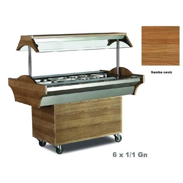 Empero EMP.SBS.06.S Sıcak Benmari, Samba Ceviz Model, 6x1/1 Gn, 210x89 cm