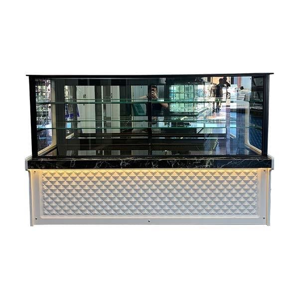 Ydg PETRA Vitrin Tipi Pasta ve İçecek Teşhir Dolabı, Çift Motorlu, Düz Cam, 200x80x135