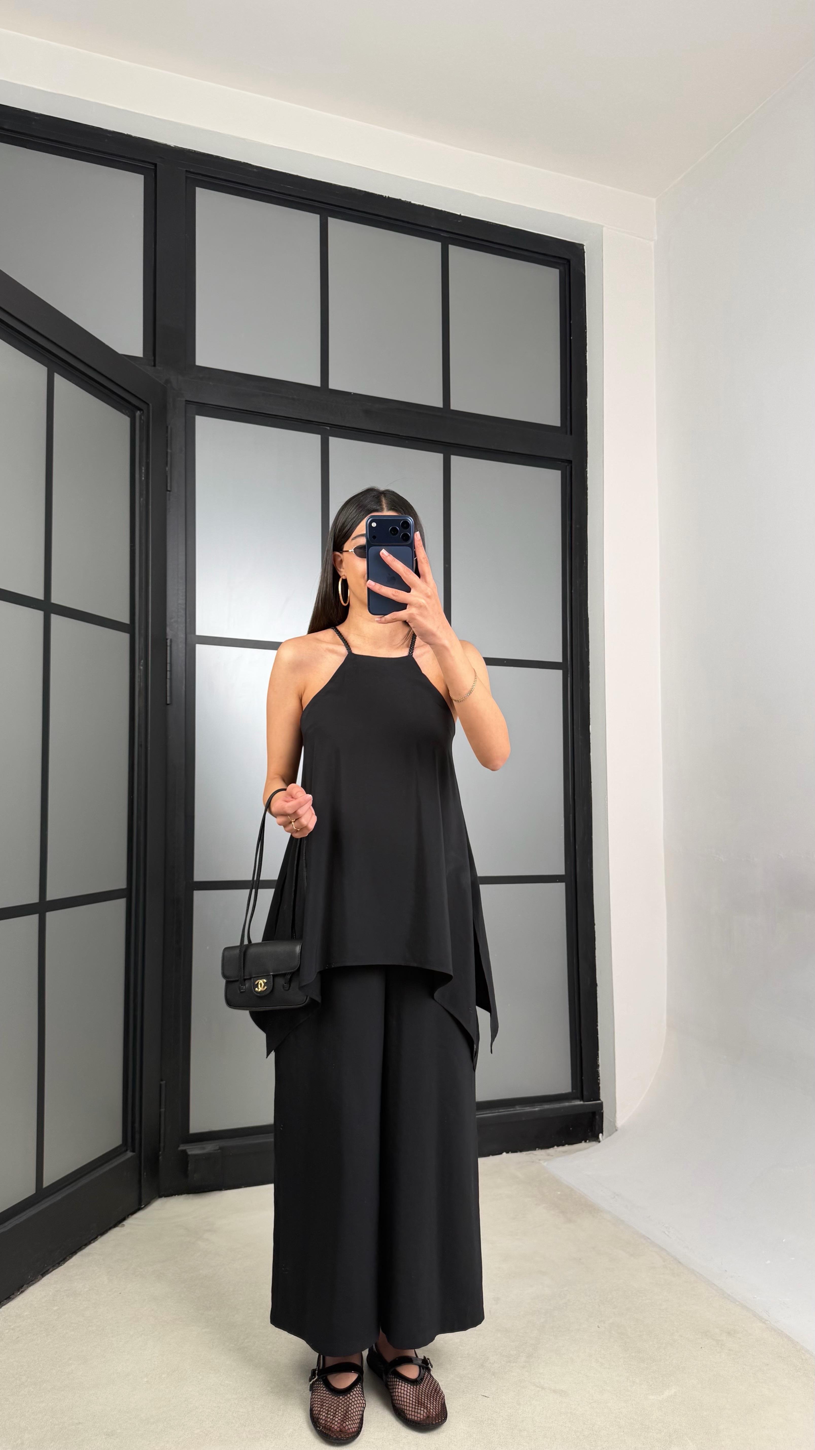 Siyah Örgü Askılı Tencel Tulum GAUS-01436GAUSTULUMGAUS-01436