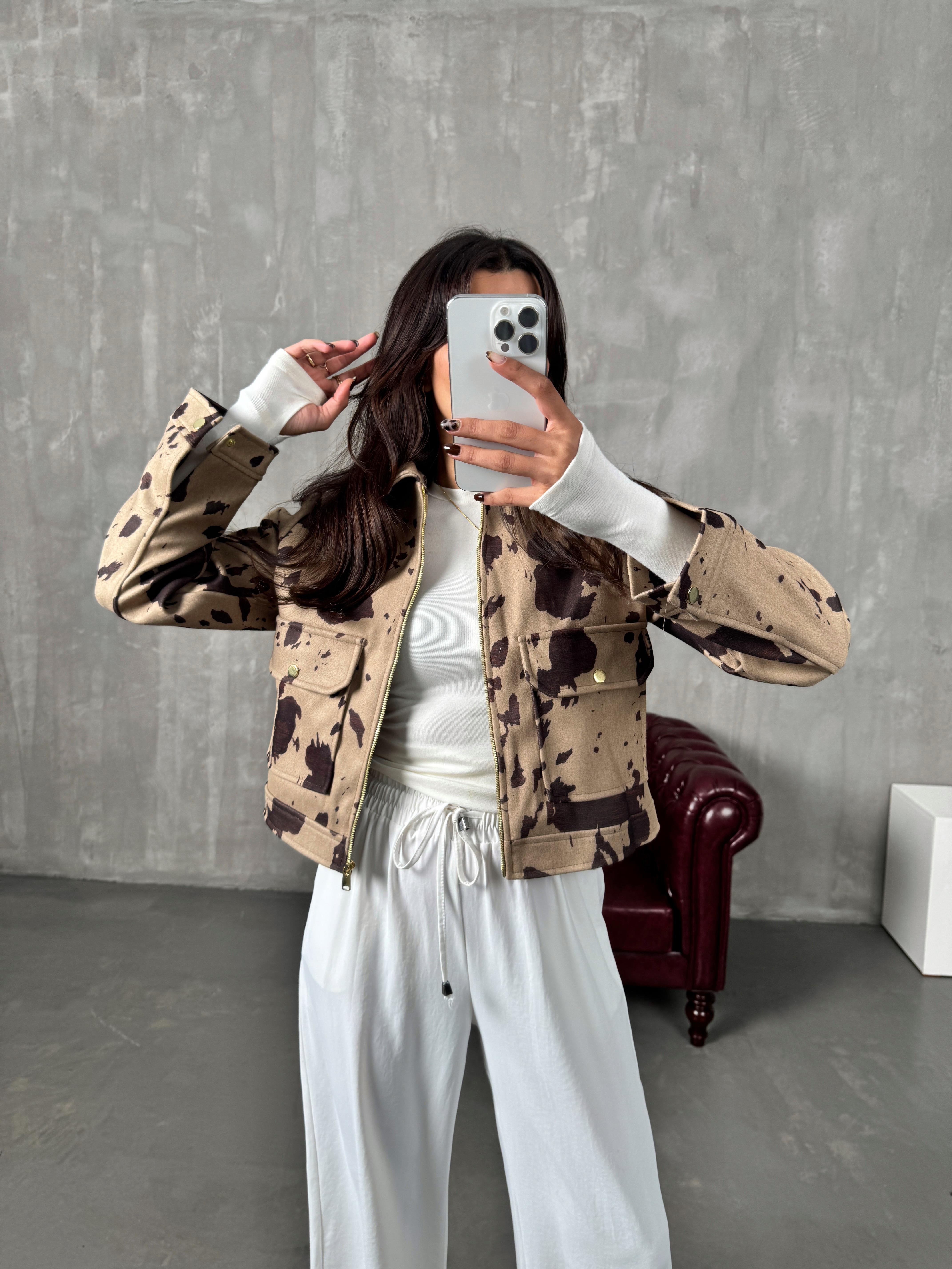 Lote Kahve Dama Desenli Astarlı Ceket 