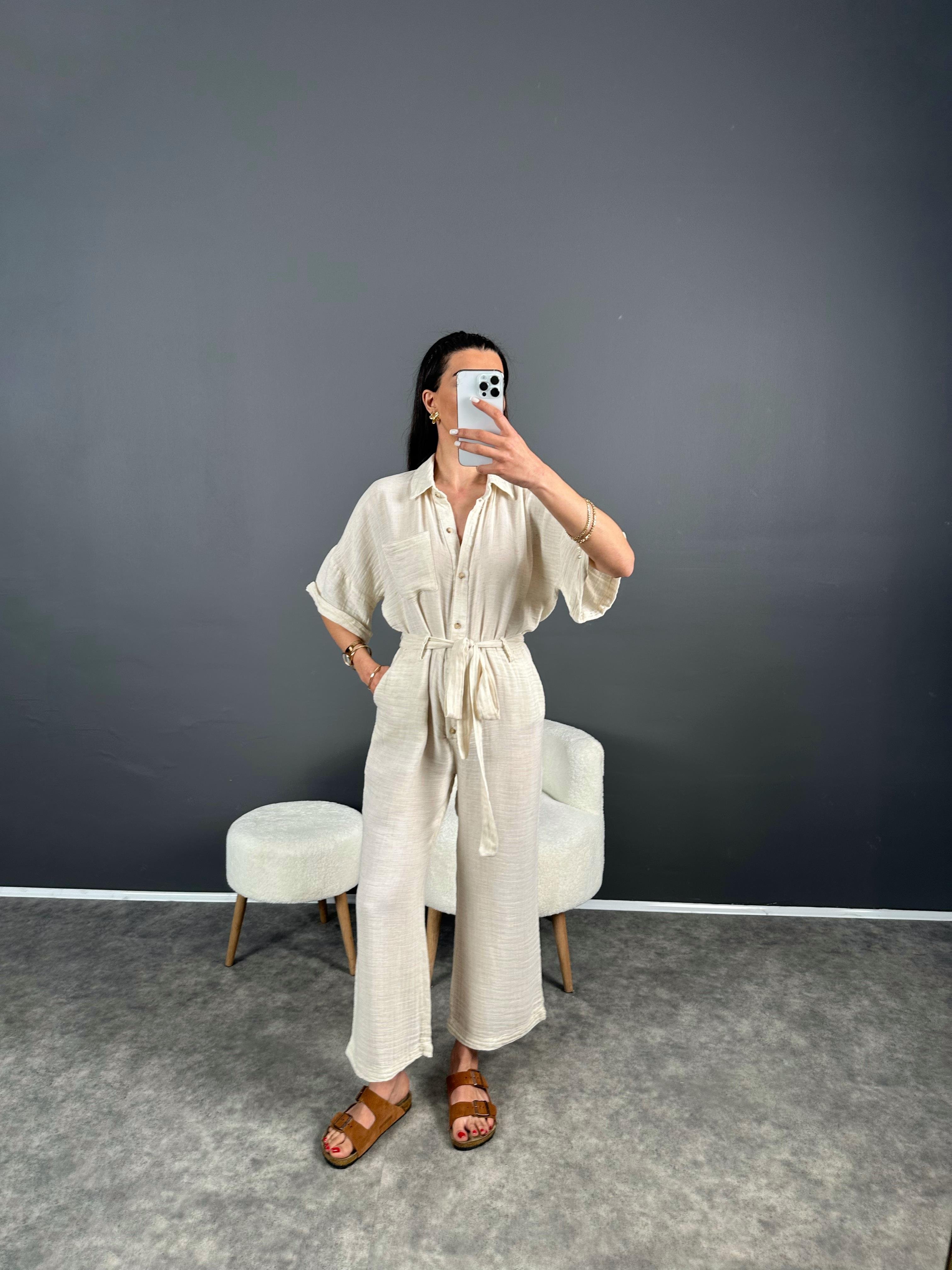 Krem Müslin Kemerli Tulum GausTULUMGU007272