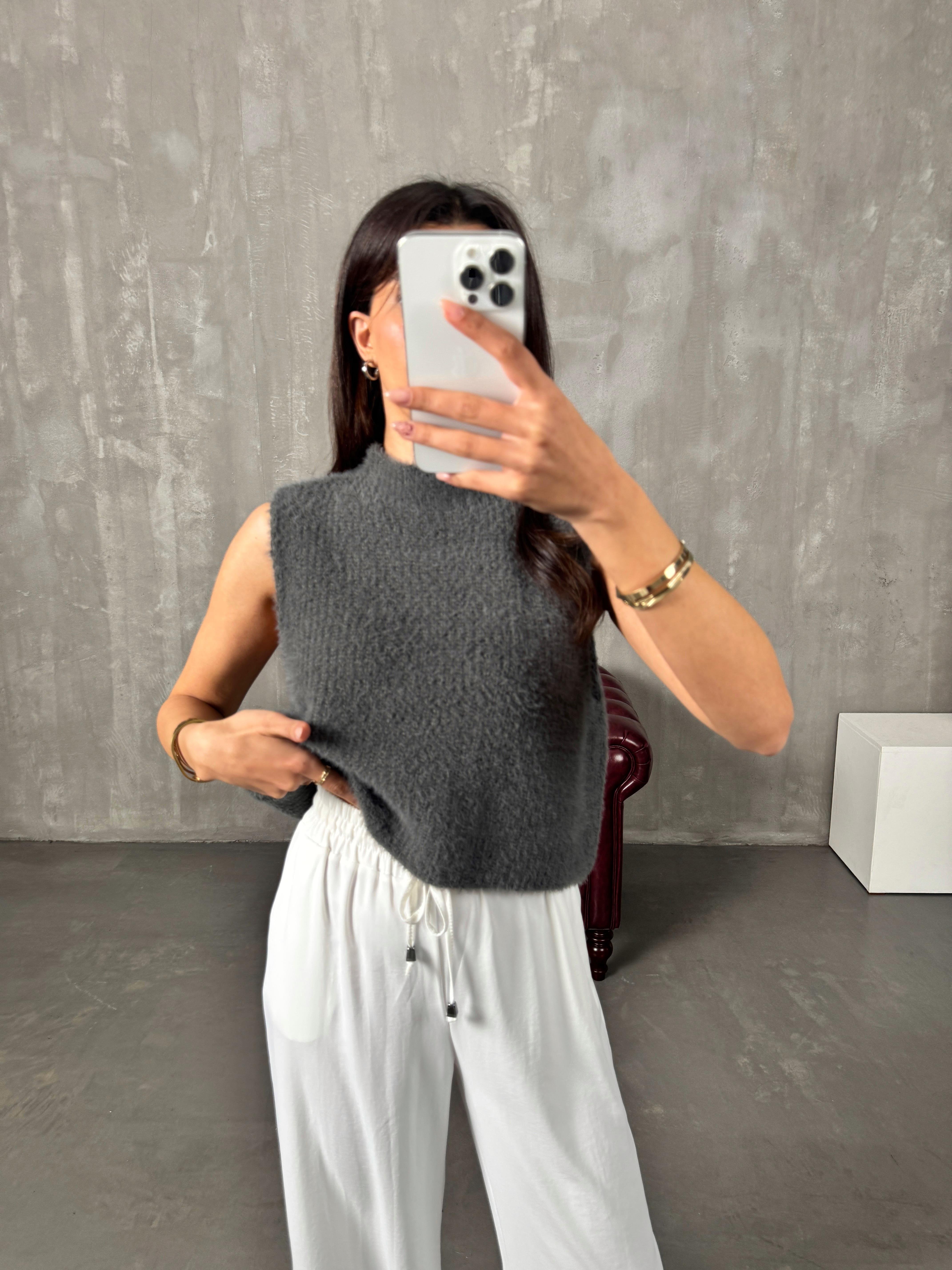 Sera Antrasit Sakallı Balıkçı Yaka Süveter