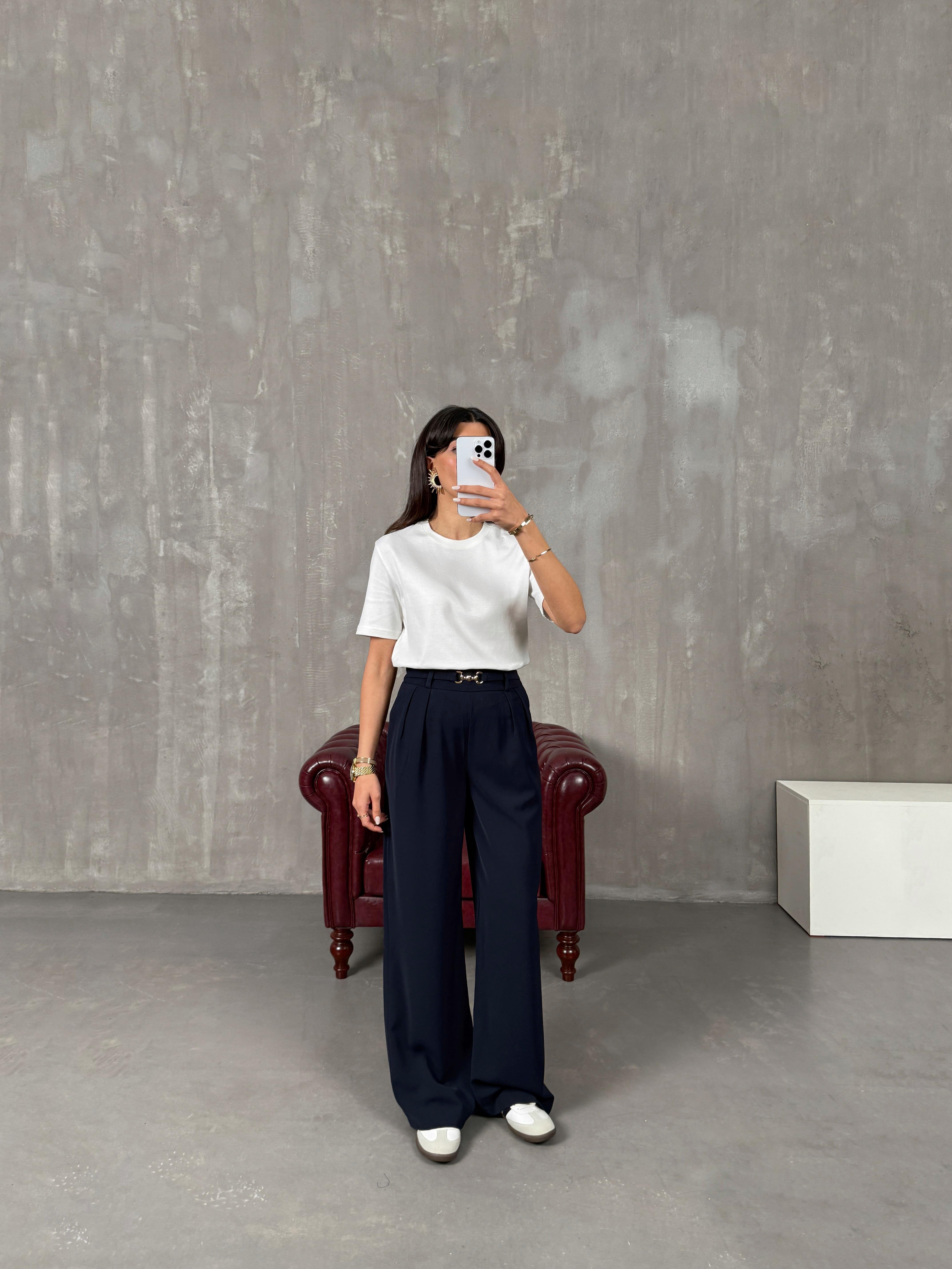 Lones Lacivert Kemer Detaylı Pantolon