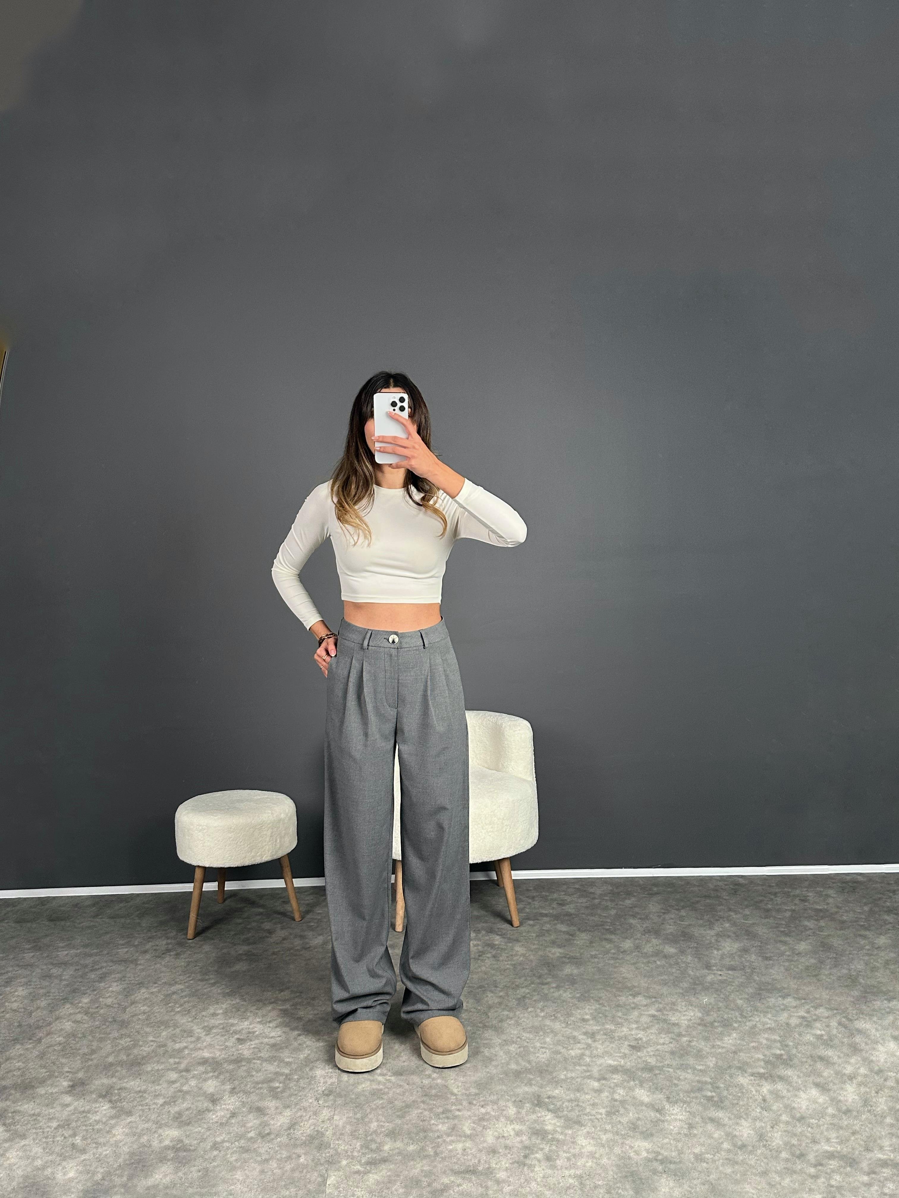 Noa Gri Premium Palazzo PantolonGausPANTOLONGU002612