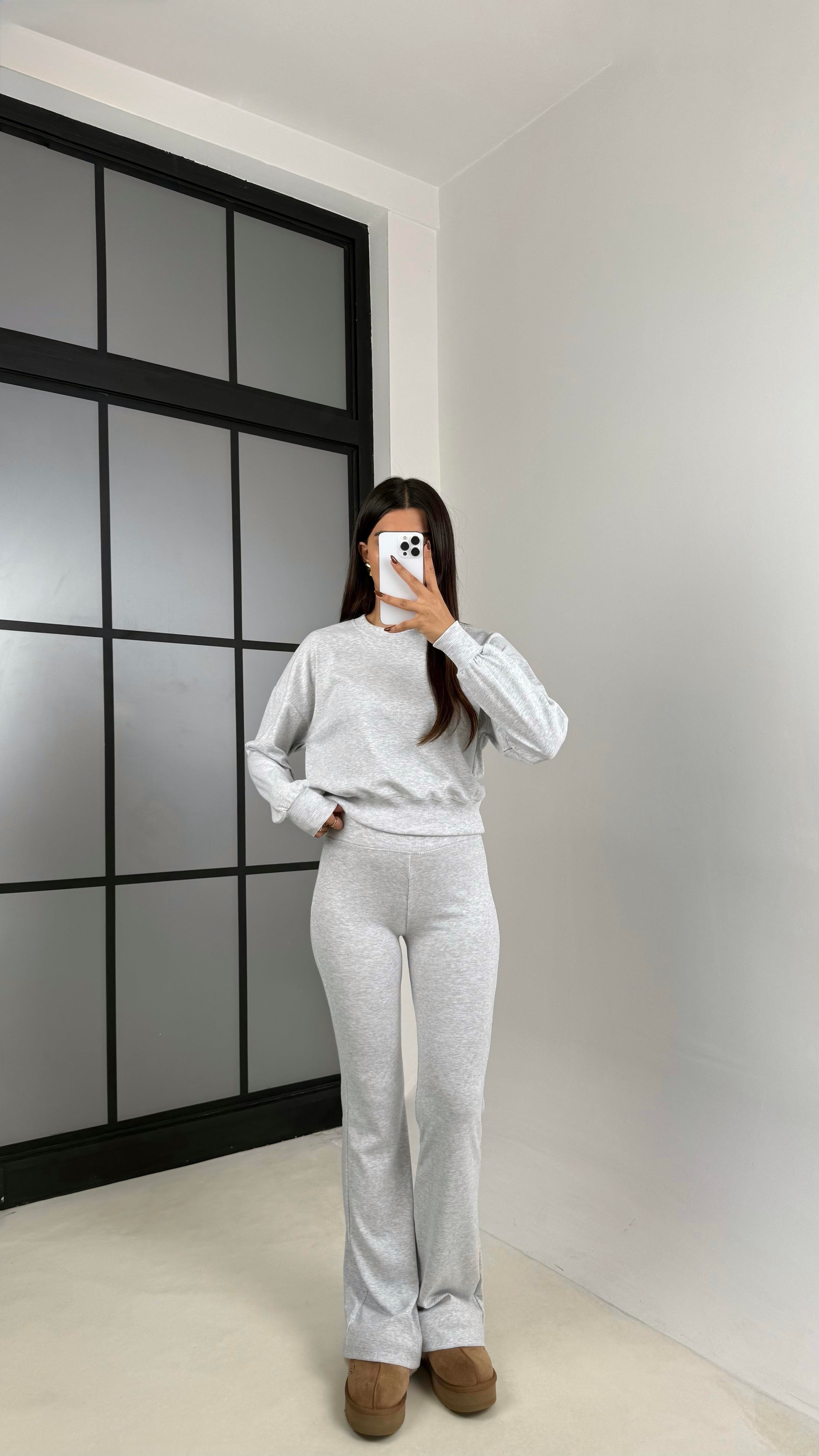 Gri Kazak İspanyol Paça Pantolon Muadil İkili Takım GAUS-00208GAUSTAKIMGAUS-00208