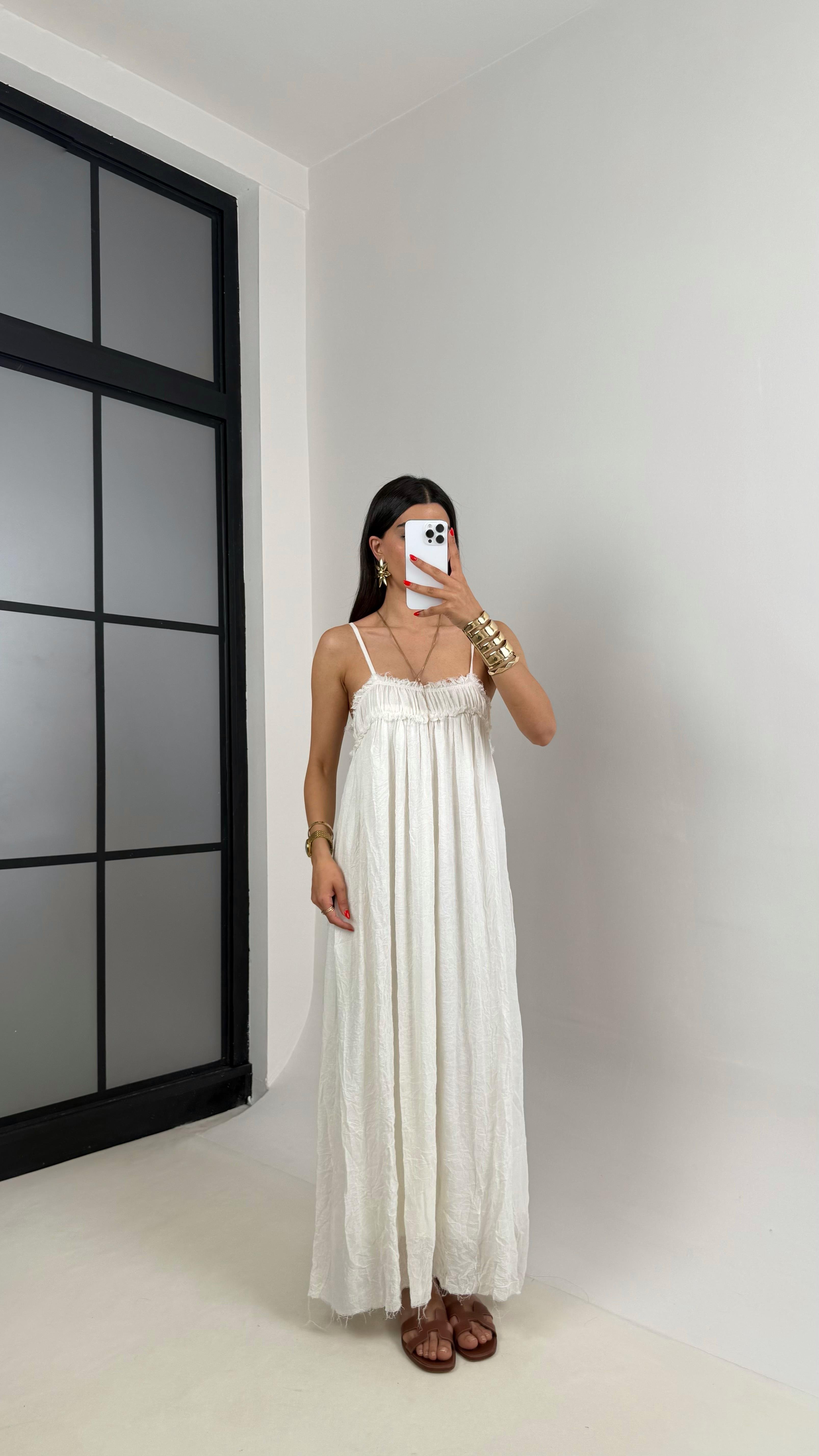 Beyaz Ayarlanabilir Askılı Astarlı Gipeli Tasarım Keten Takım Gaus00484GausELBİSEGU1002133