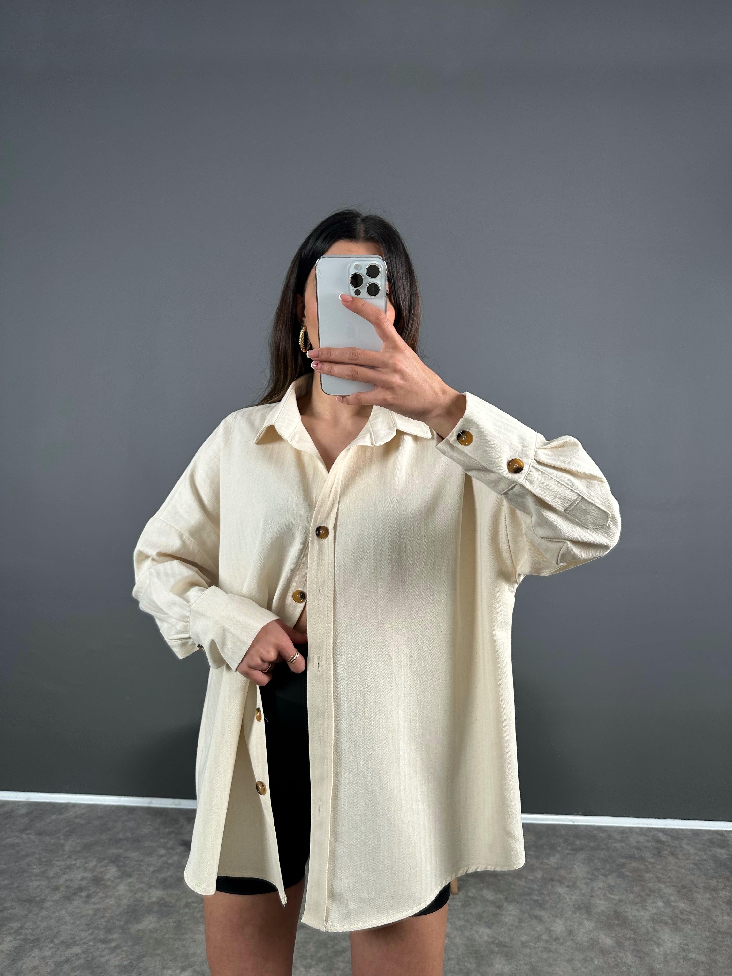 Oversize Gabardin Gömlek 