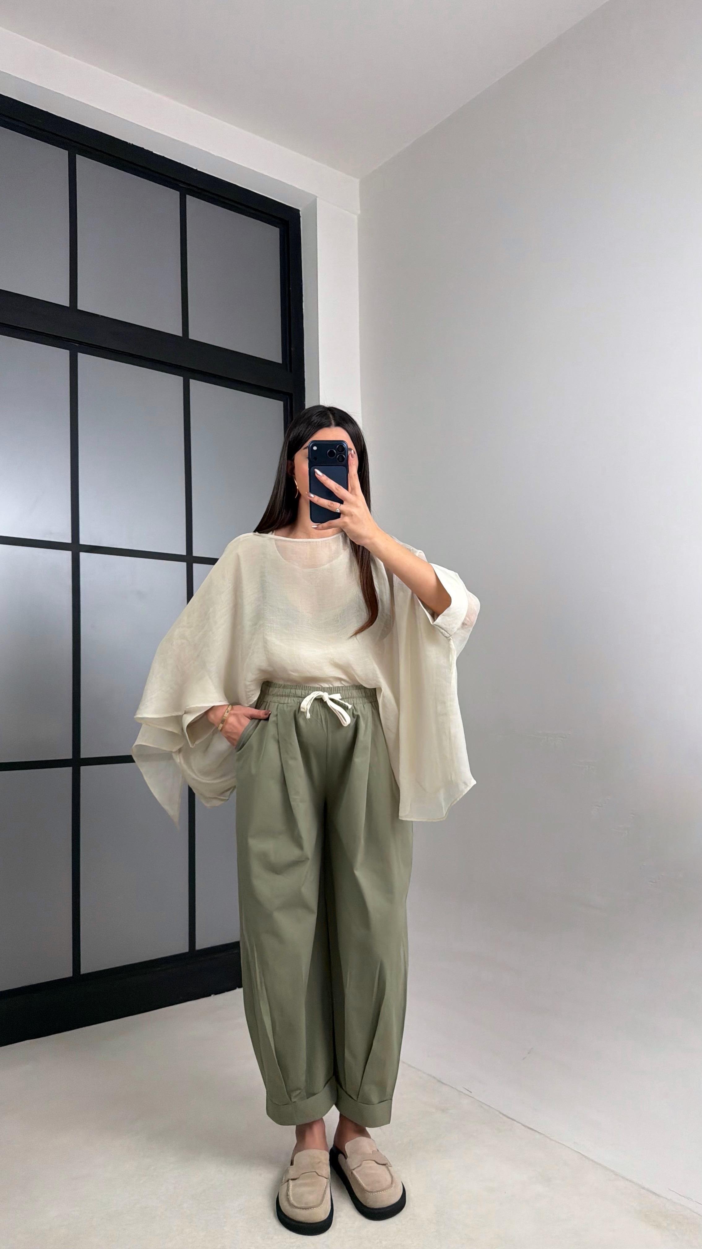 Yeşil Beli Lastikli Muadil Pantolon GAUS-01119GAUSPANTOLONGAUS-01119