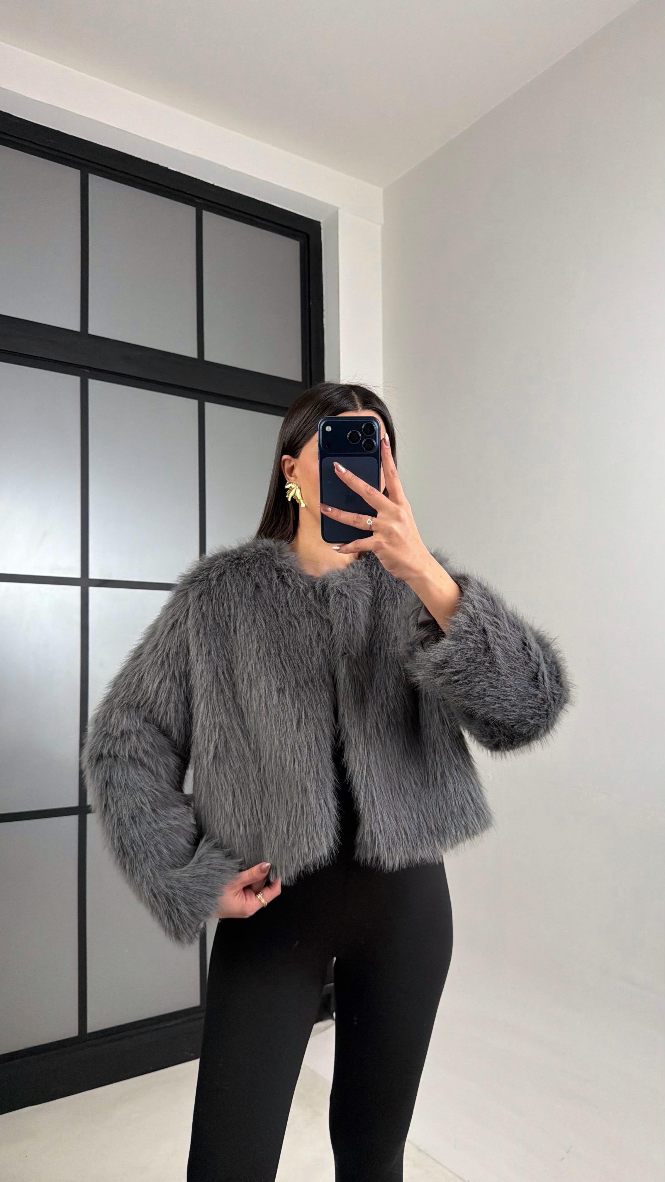 Füme Astarlı Muadil Crop Kürk GAUS-01103GAUSCEKETGAUS-01103