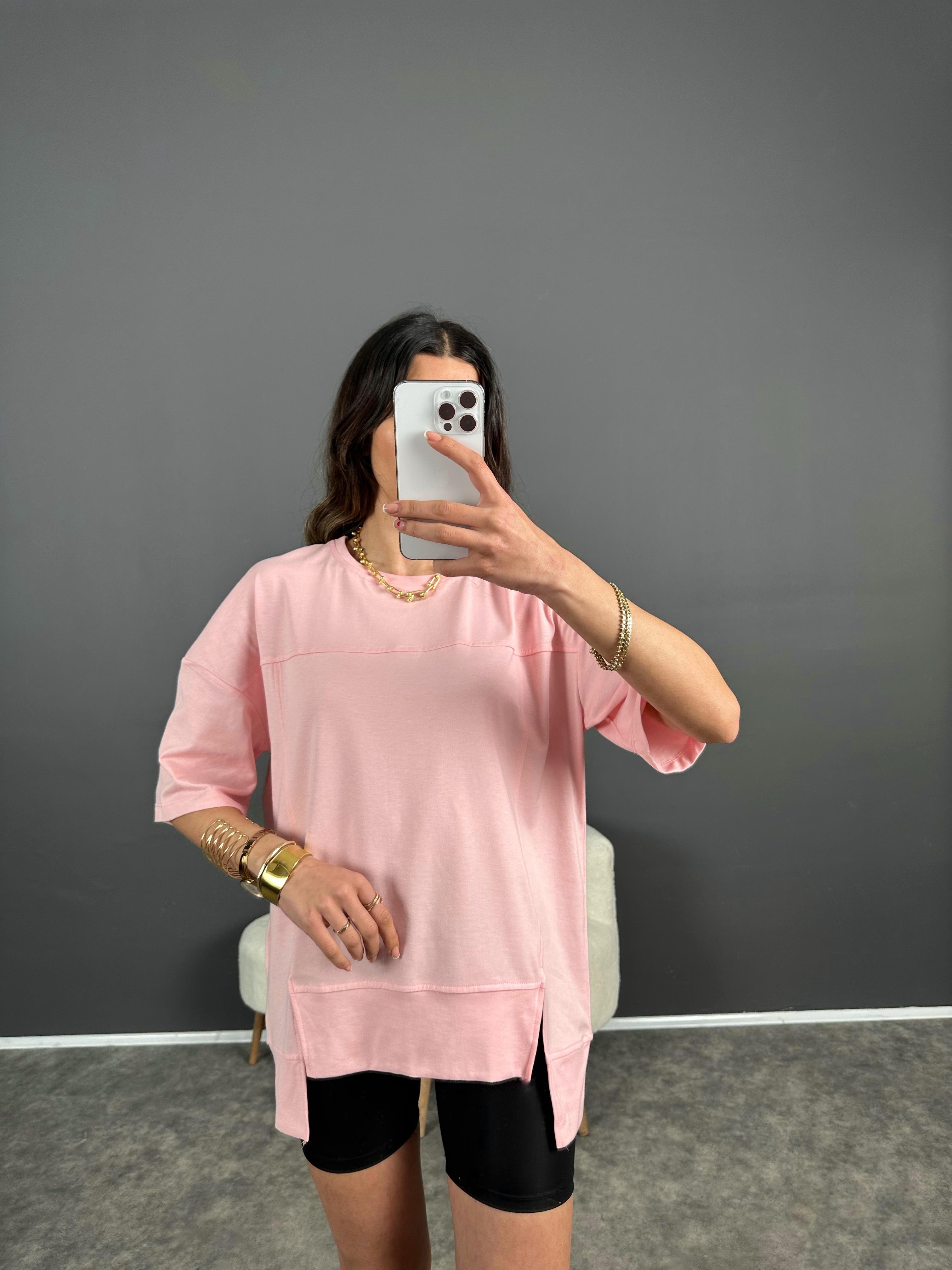 Luni Pembe Tasarım Oversize Tshirt