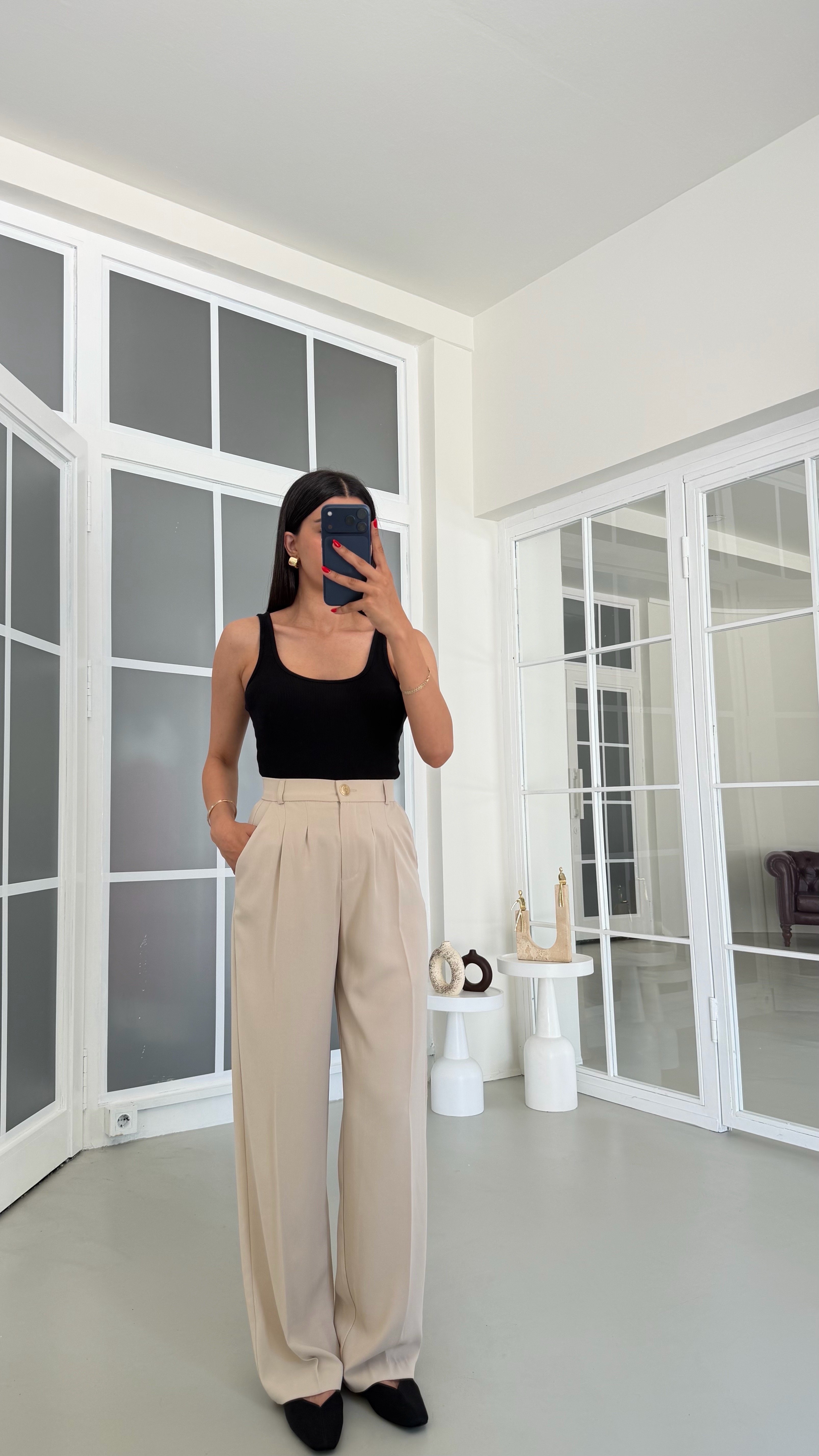 Taş Gold Düğmeli Tencel Pantolon GAUS-01844GAUSPantsGAUS-01844