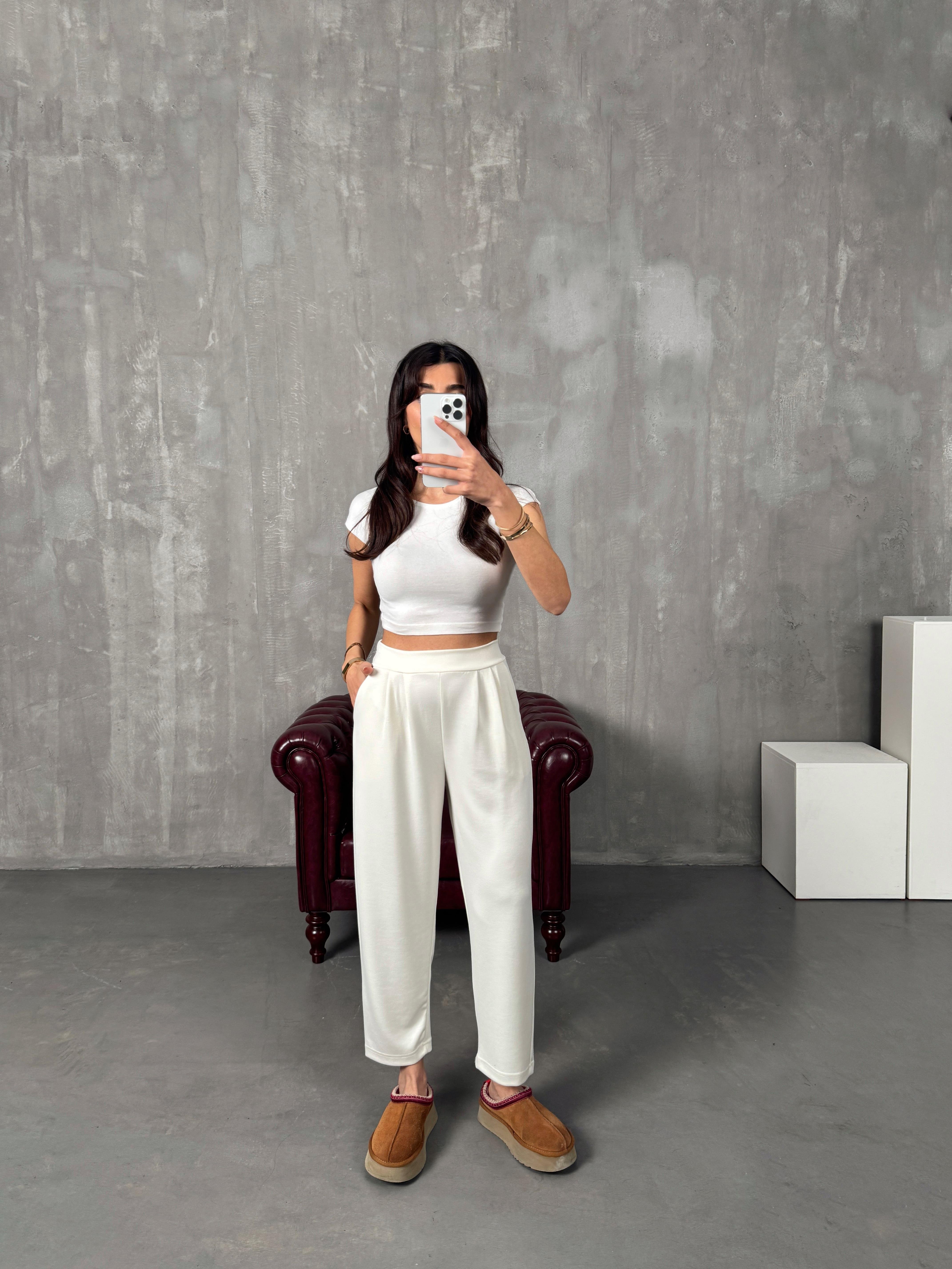 Weld Ekru Arkası Lastikli Cepli Harem PantolonGausPANTOLONGU00904102