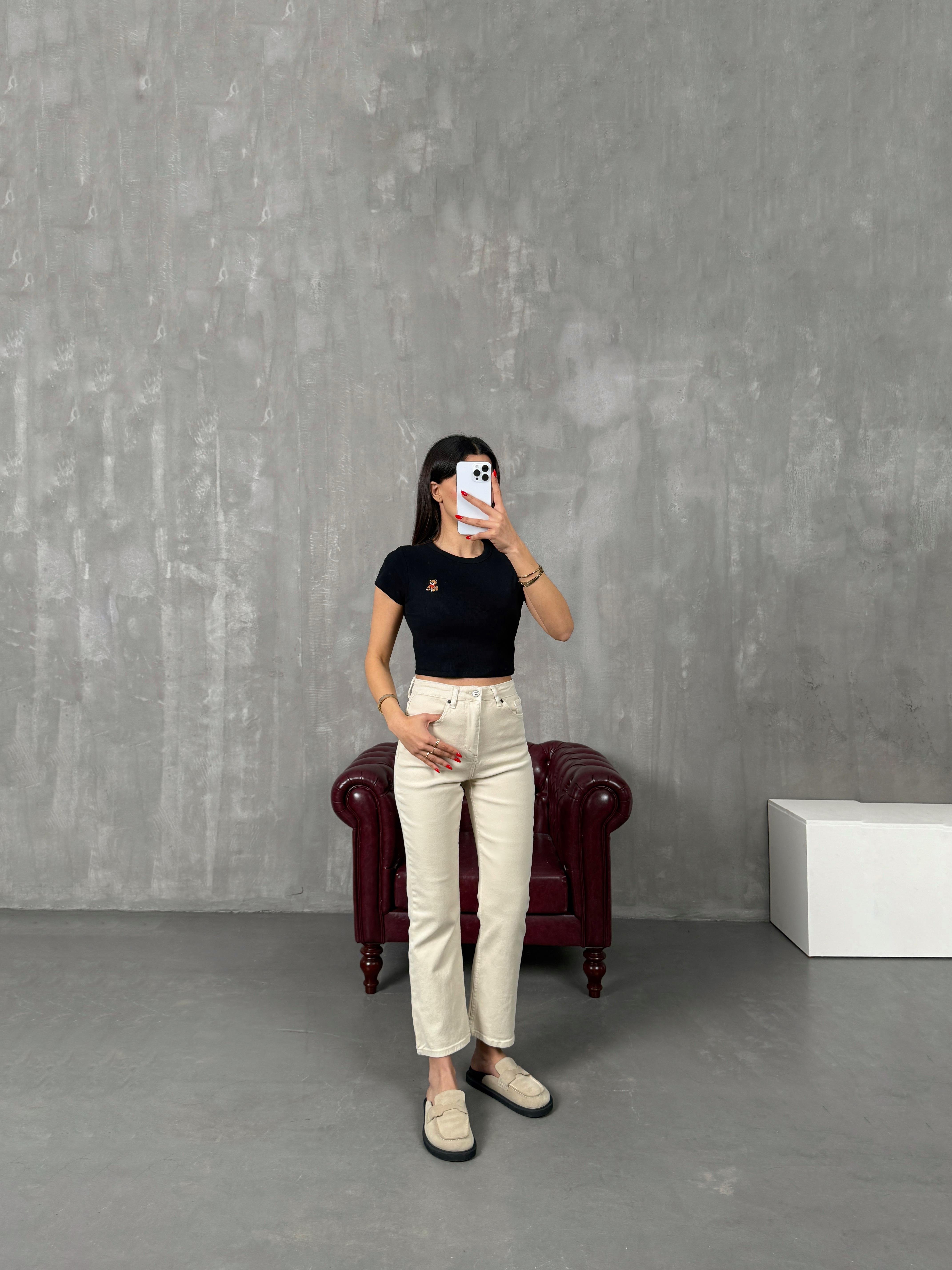 إدفين جينز فلير لون كريم