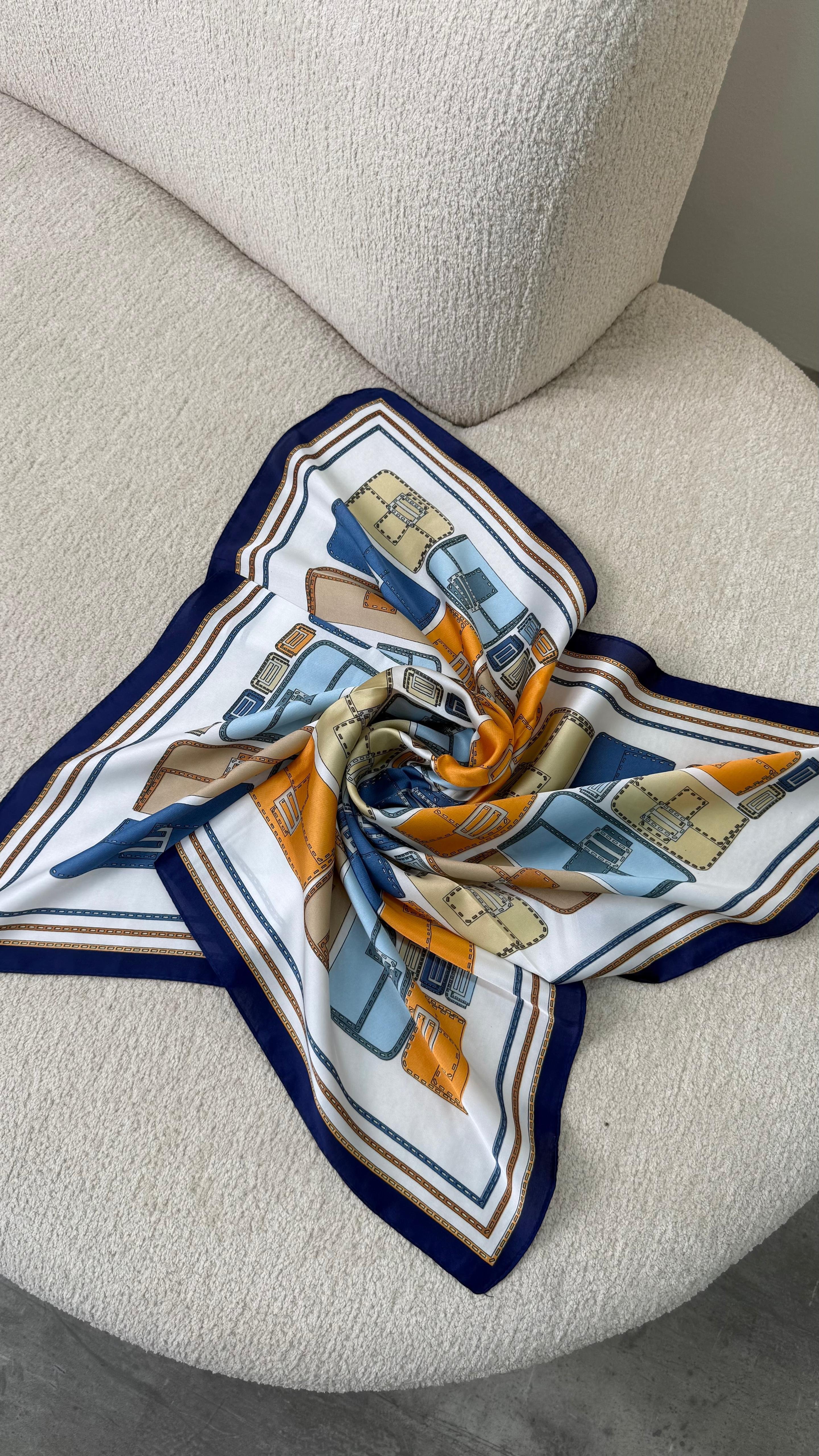 Lacivert Çok Çanta Desenli Fular GAUS-00333GAUSŞal & FularGAUS-00333