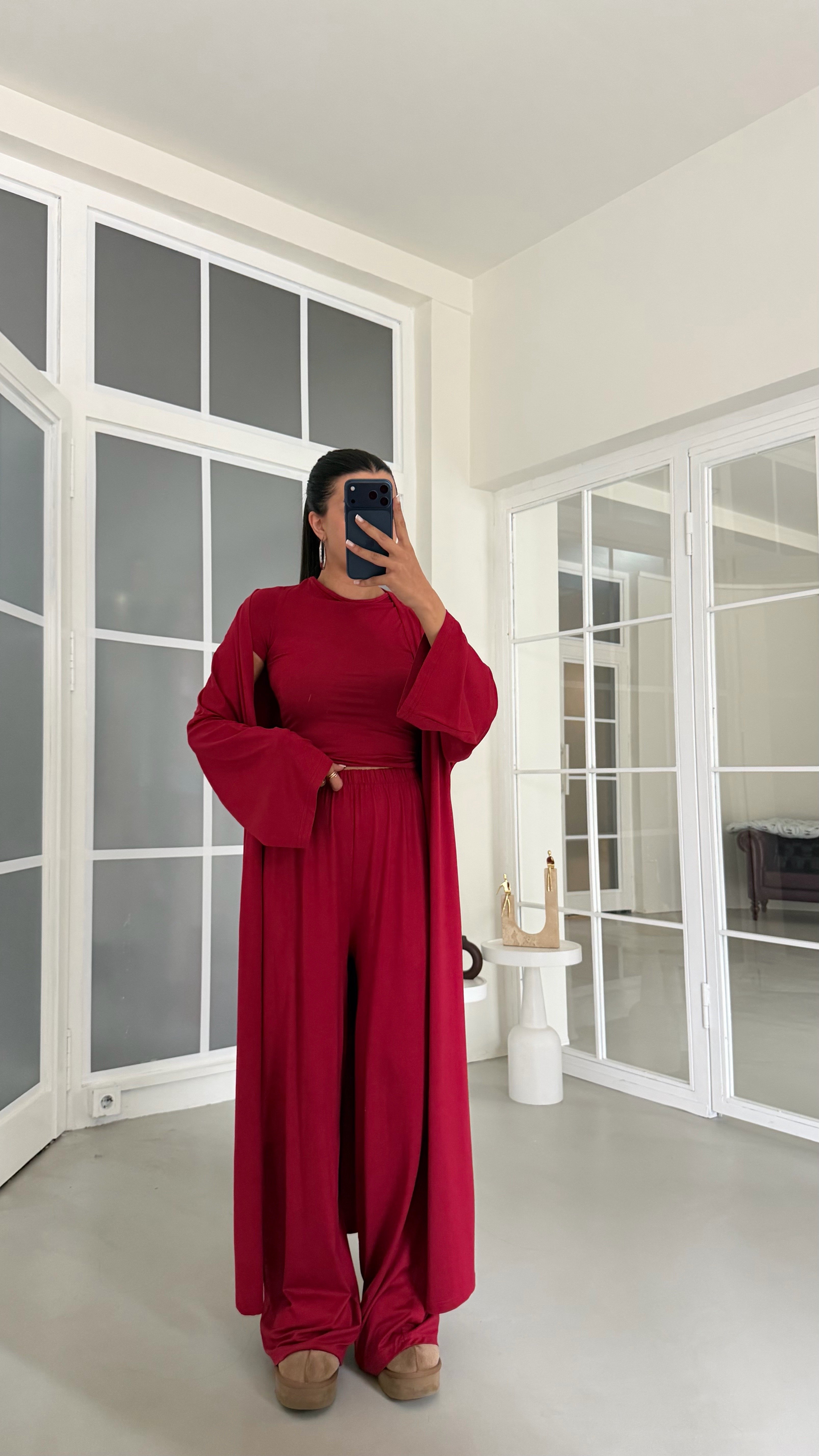 Bordo Yumuşak Dokulu Likralı 3'lü Premium Takım GAUS-01494GAUSSuitsGAUS-01494